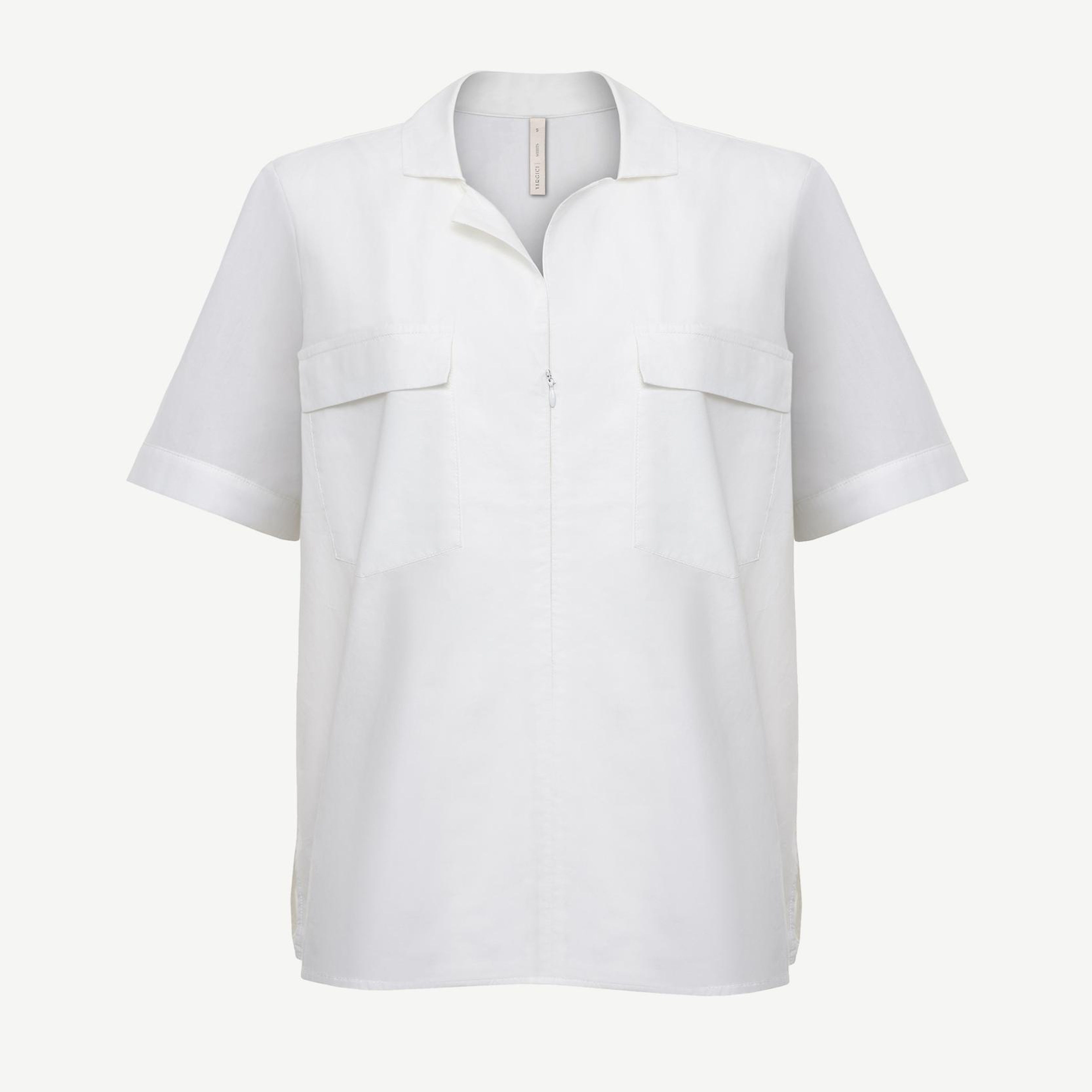 YARGICI Önü Fermuarlı Kısa Kollu Bluz