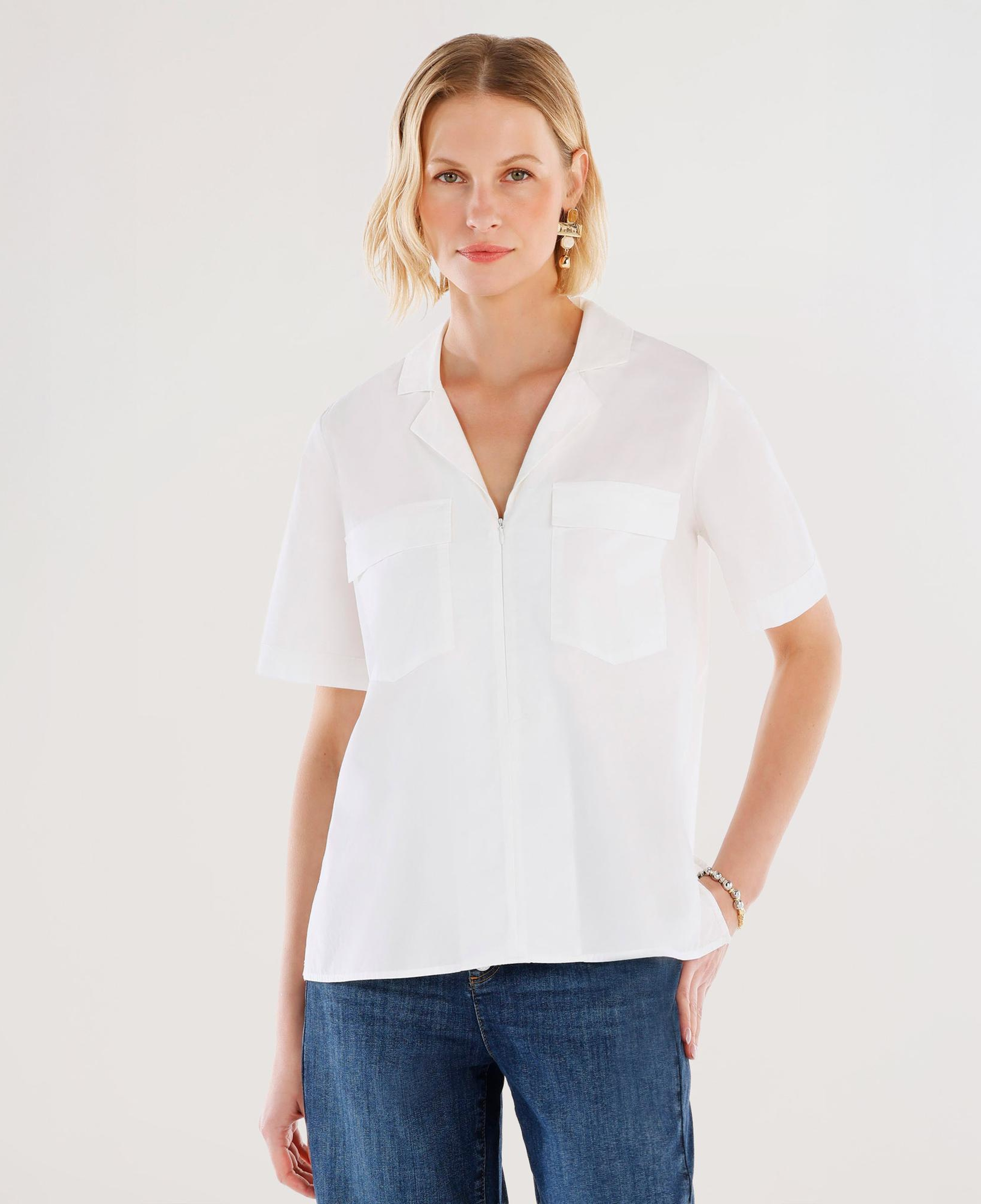 YARGICI Önü Fermuarlı Kısa Kollu Bluz