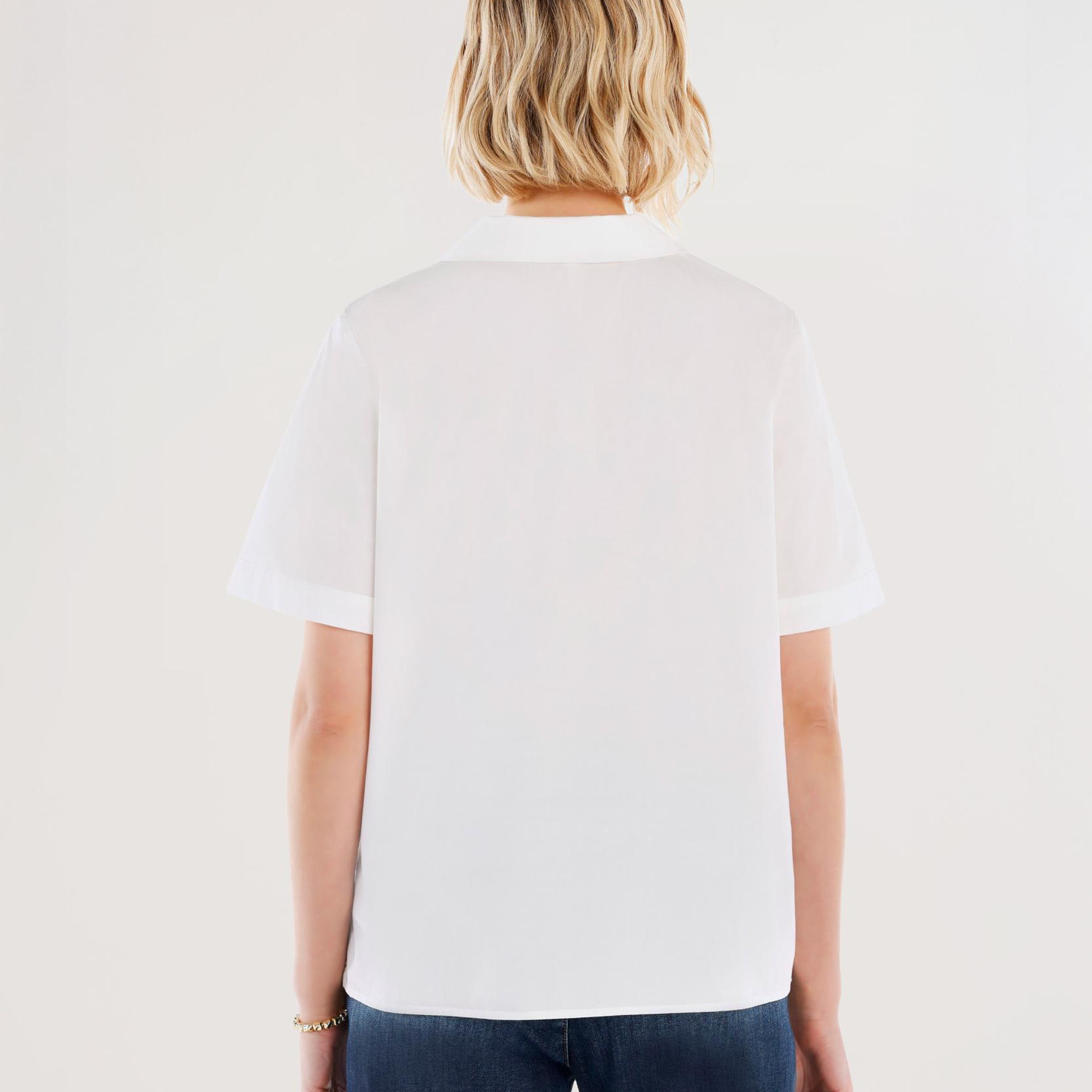 YARGICI Önü Fermuarlı Kısa Kollu Bluz