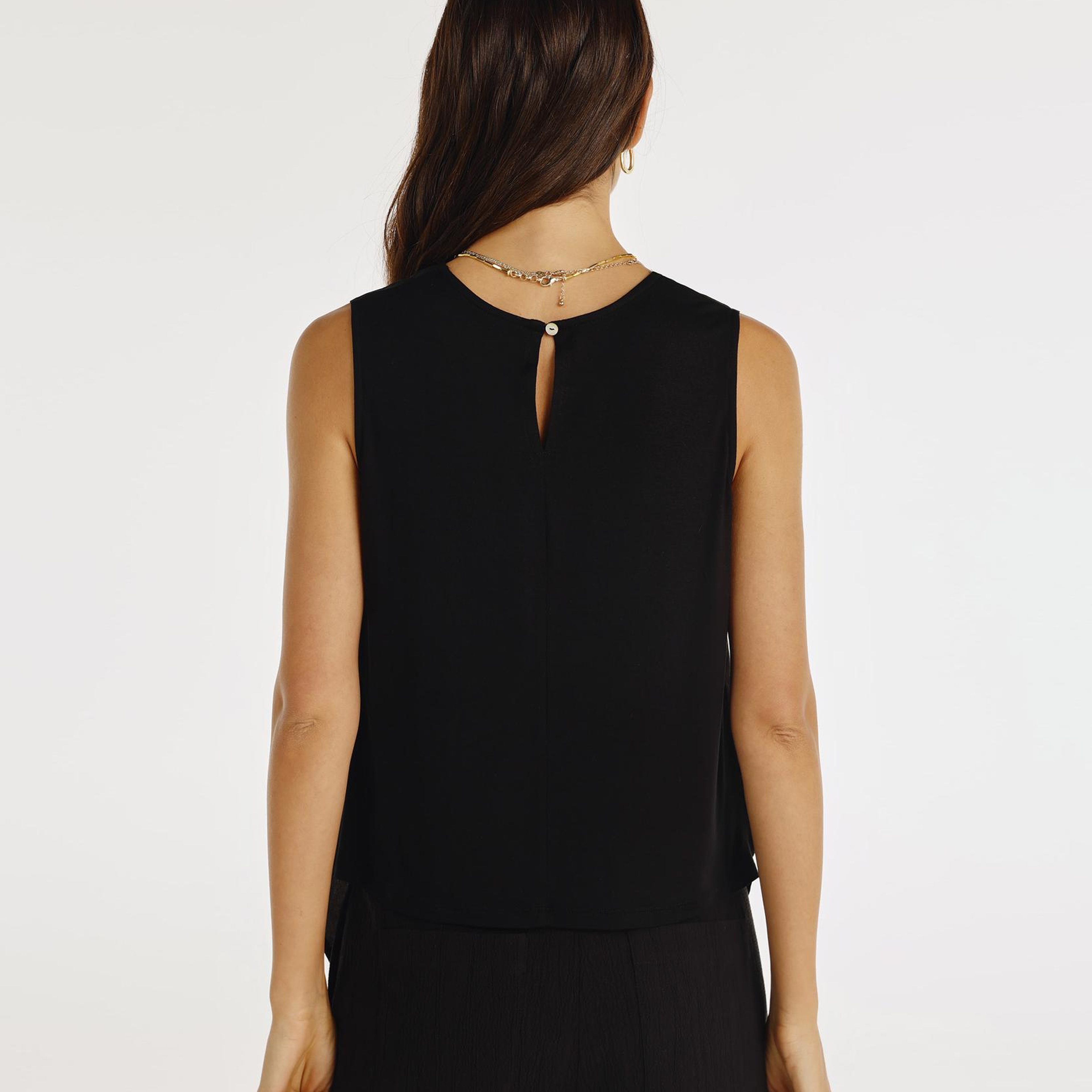 YARGICI Önü Detaylı Kolsuz Bluz