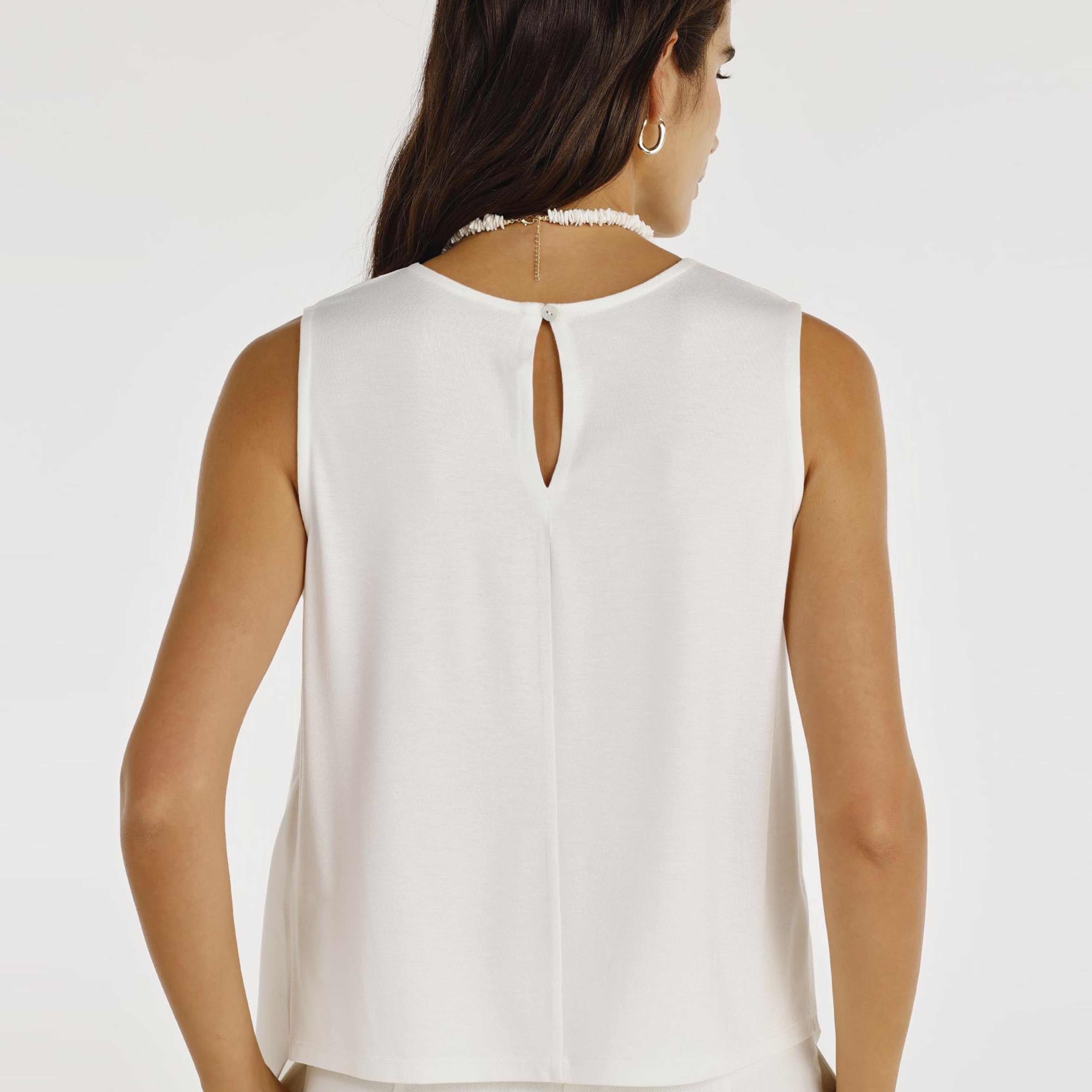 YARGICI Önü Detaylı Kolsuz Bluz