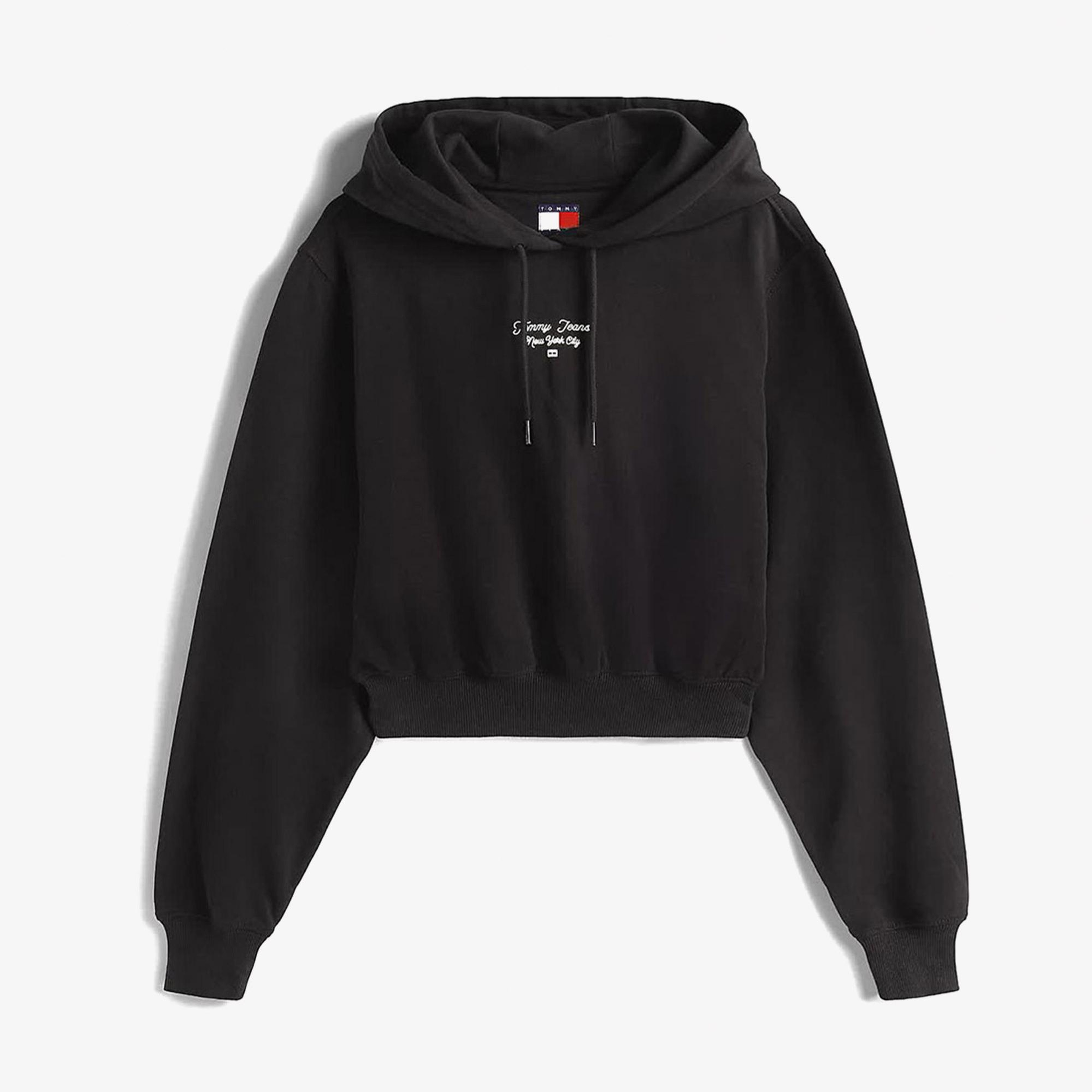 Tommy Hilfiger Essential Logo Erkek Siyah Sweatshirt