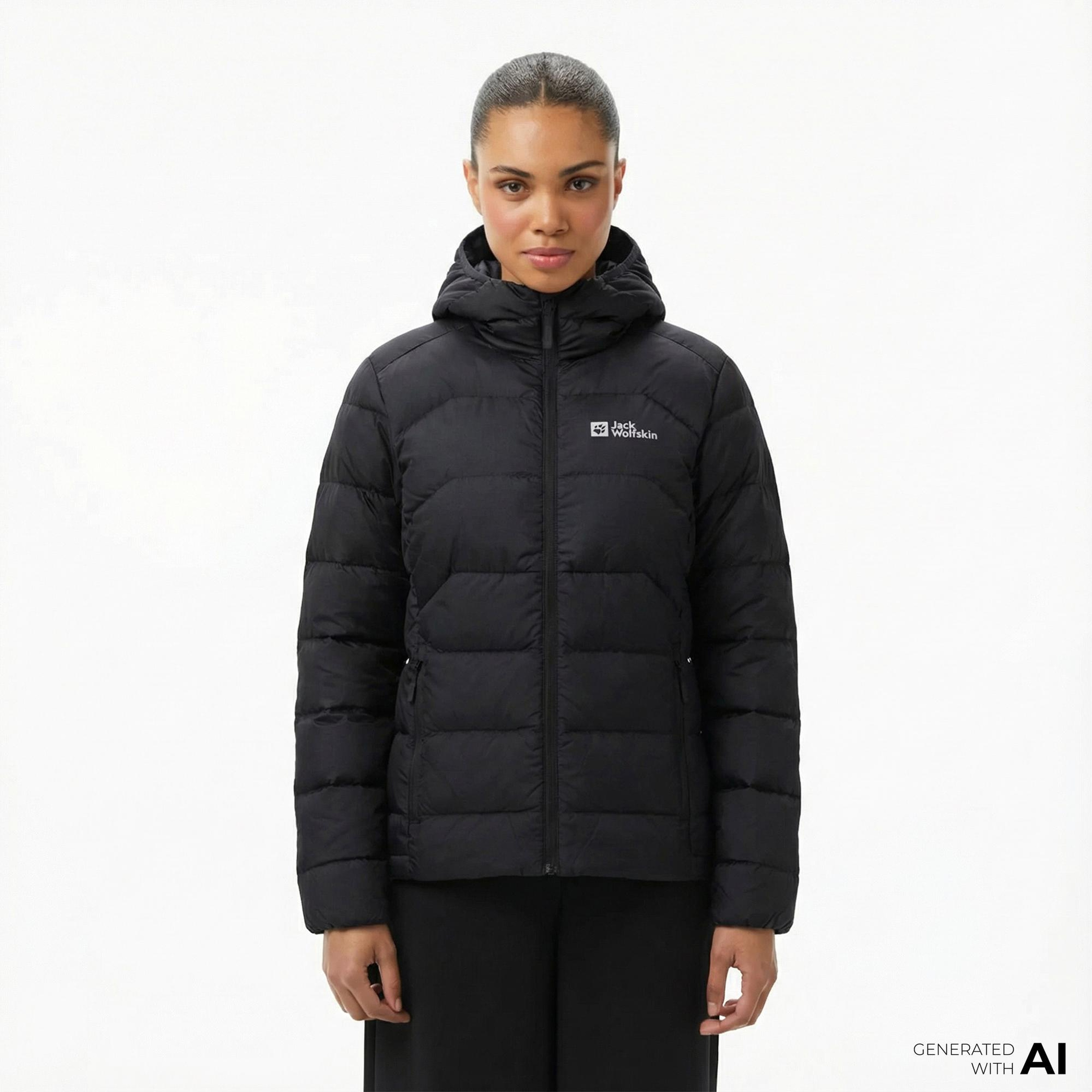 Jack Wolfskin Ather Down Hoody Kadın Siyah Mont