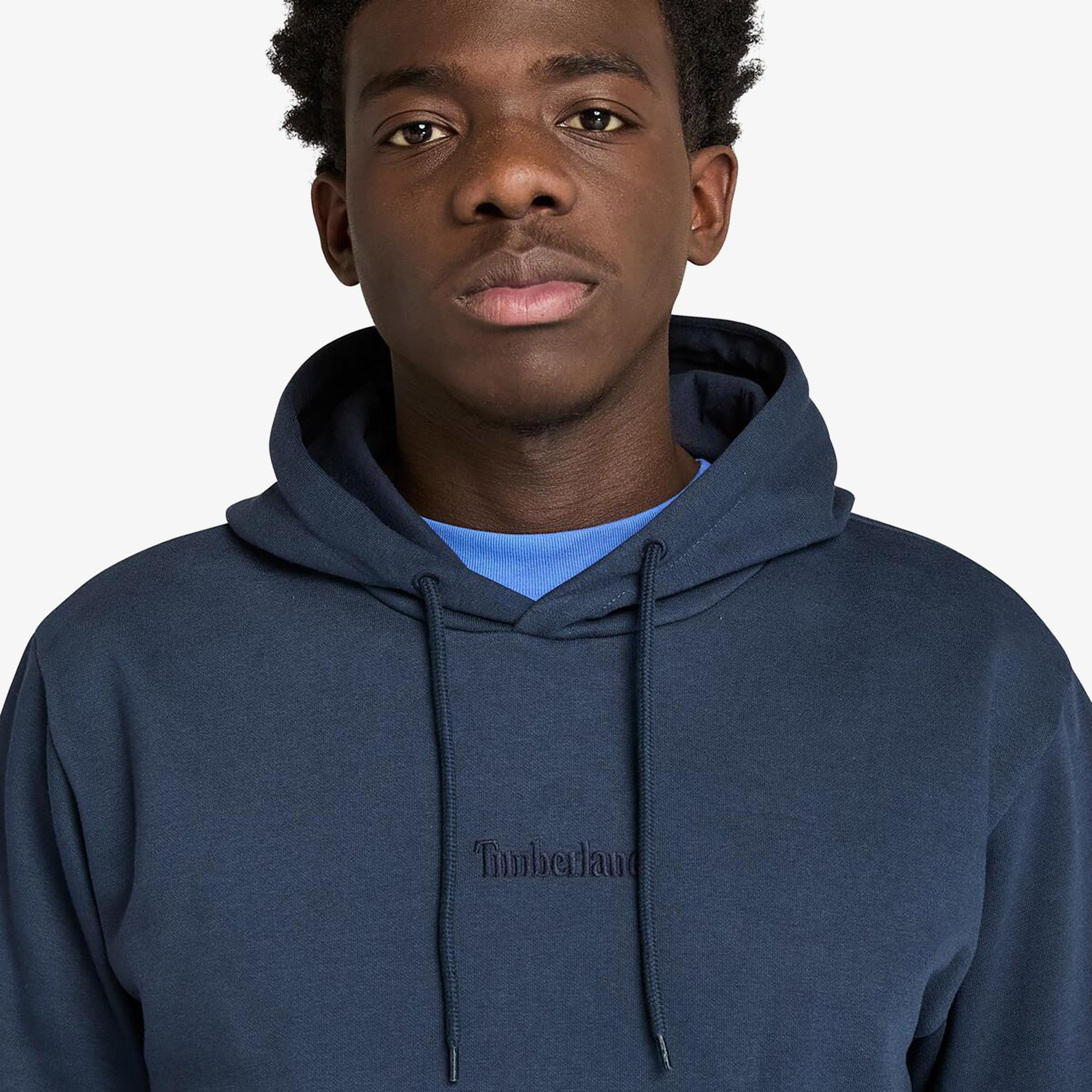 Timberland Emboridered Logo Brushback Erkek Lacivert Sweatshirt