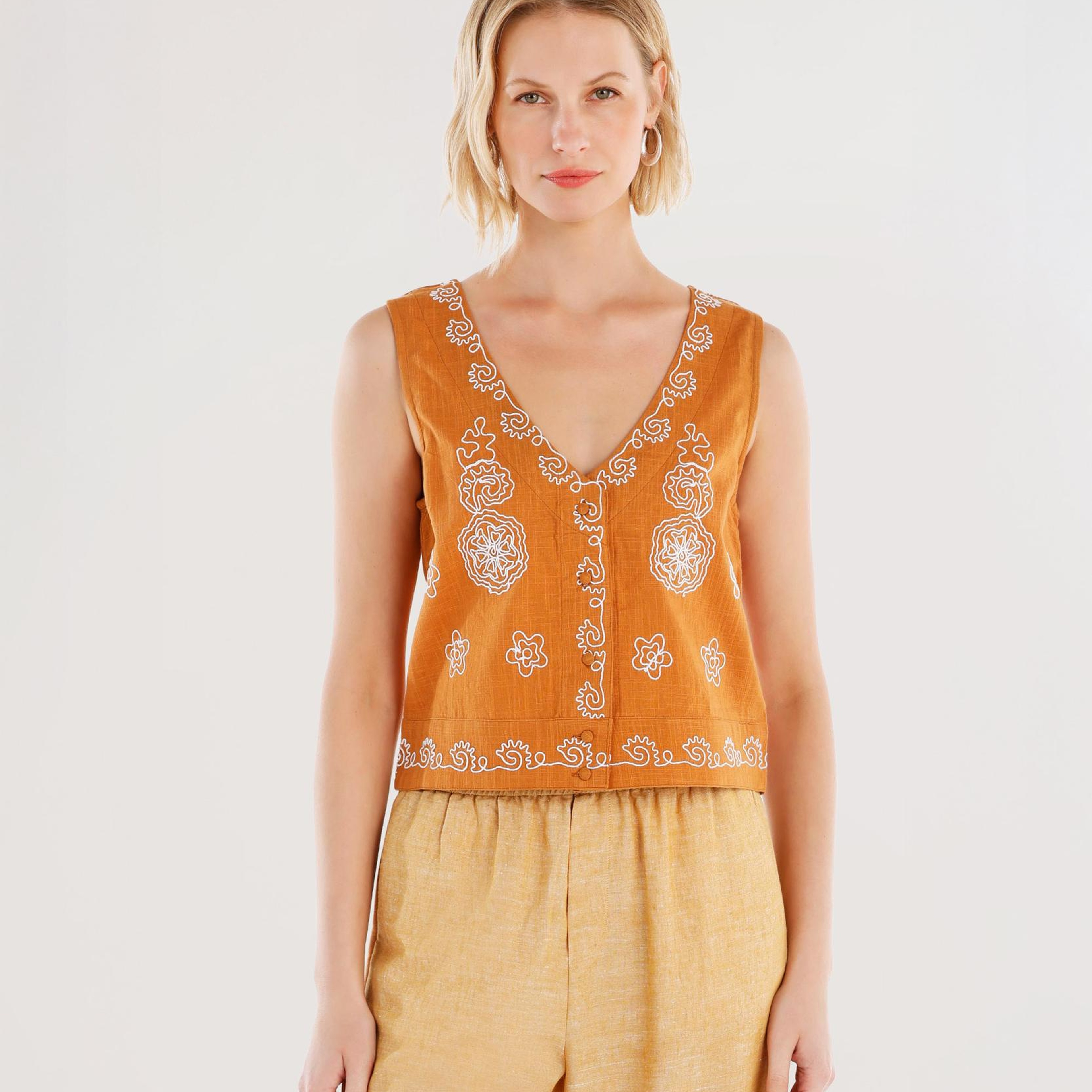 YARGICI Kolsuz Nakış Detaylı Bluz