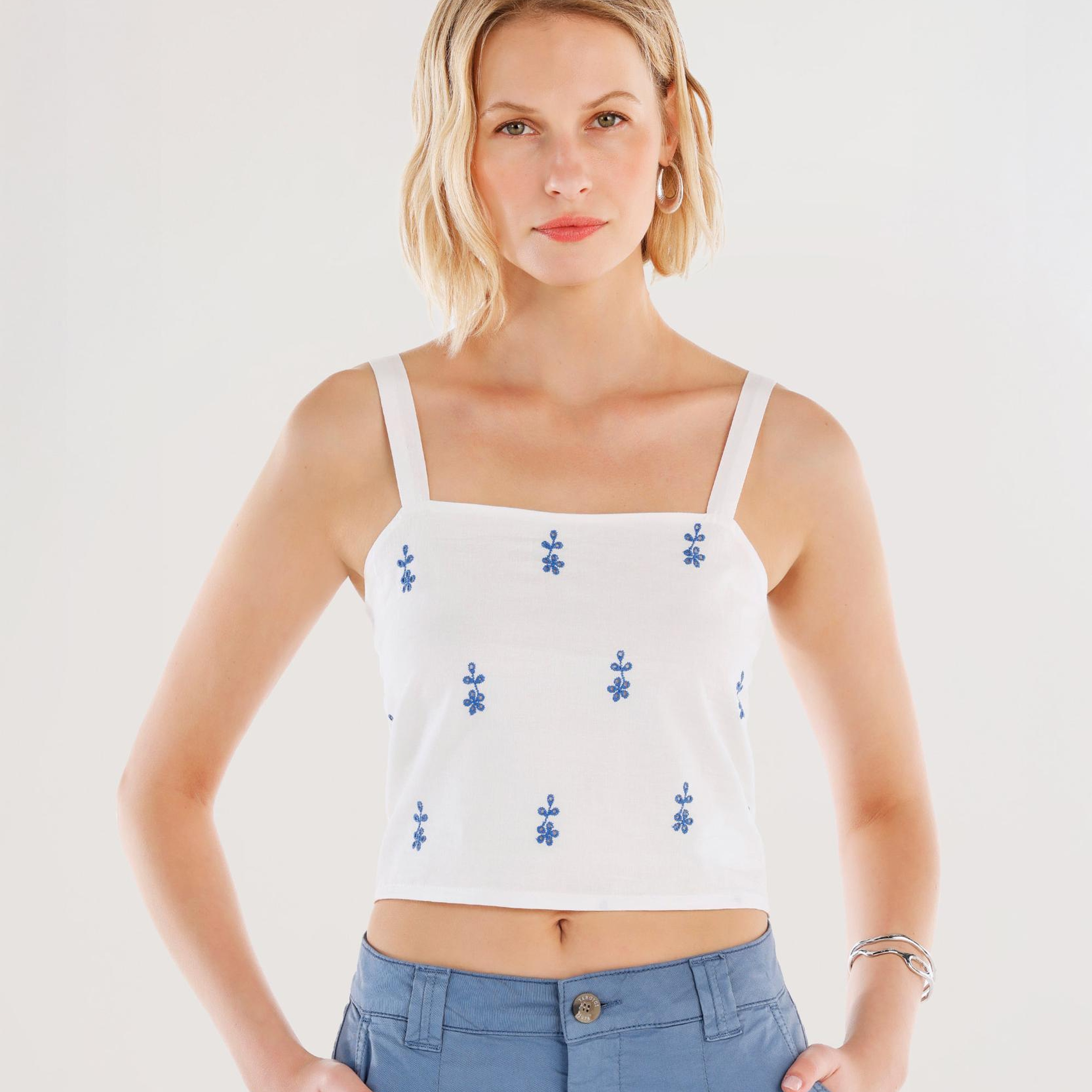 YARGICI Askılı Nakış Detaylı Bluz