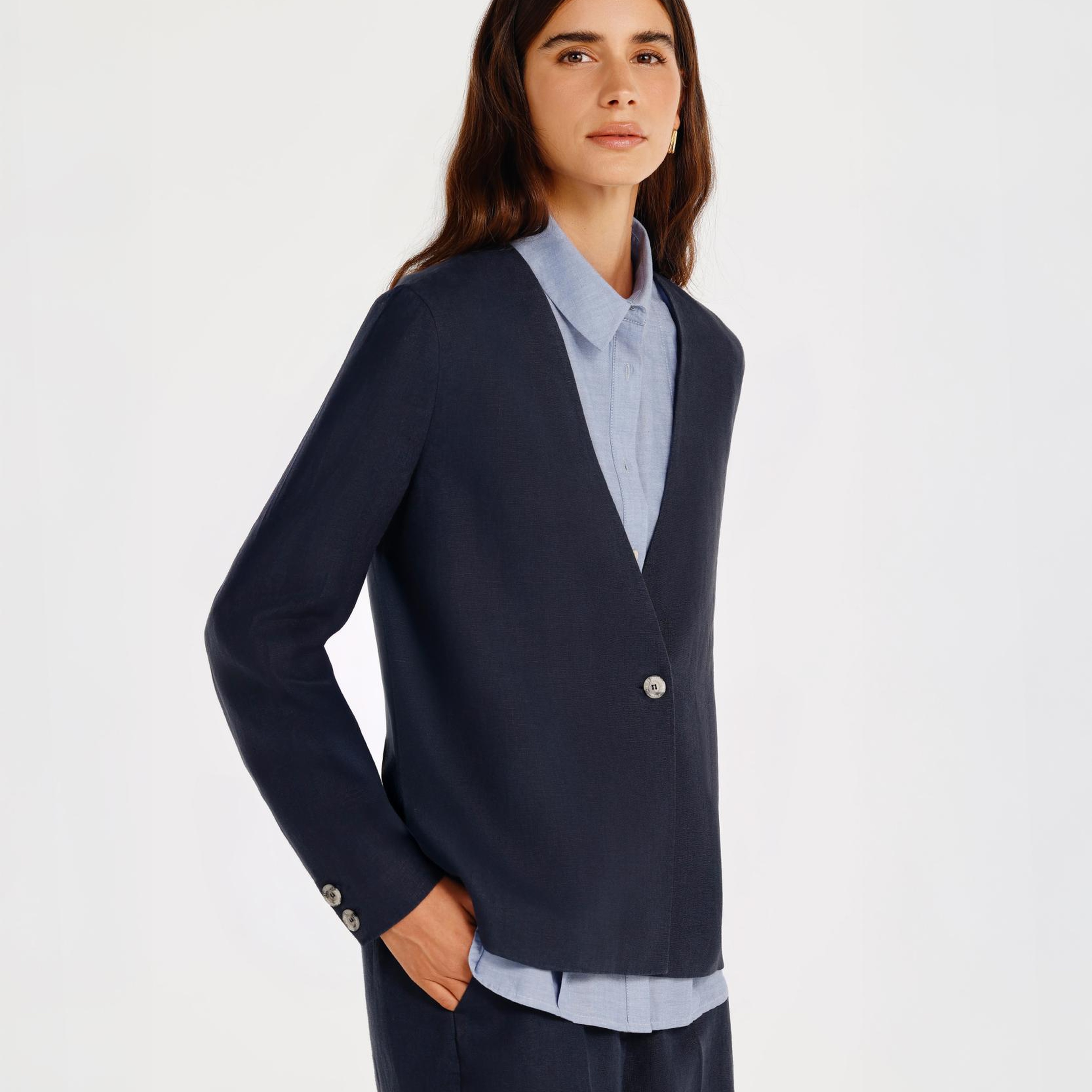 YARGICI Tek Düğmeli Yakasız Ceket