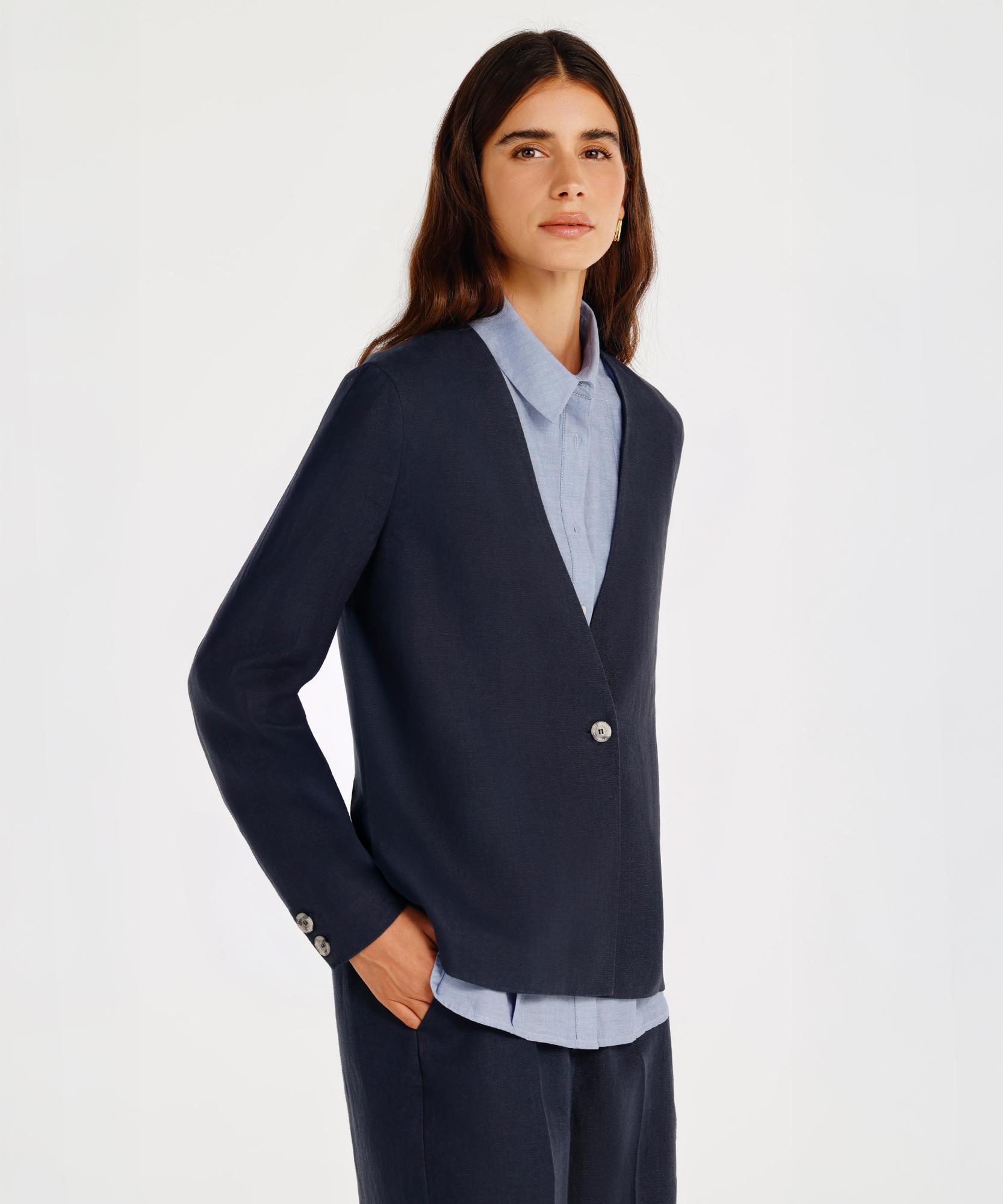 YARGICI Tek Düğmeli Yakasız Ceket