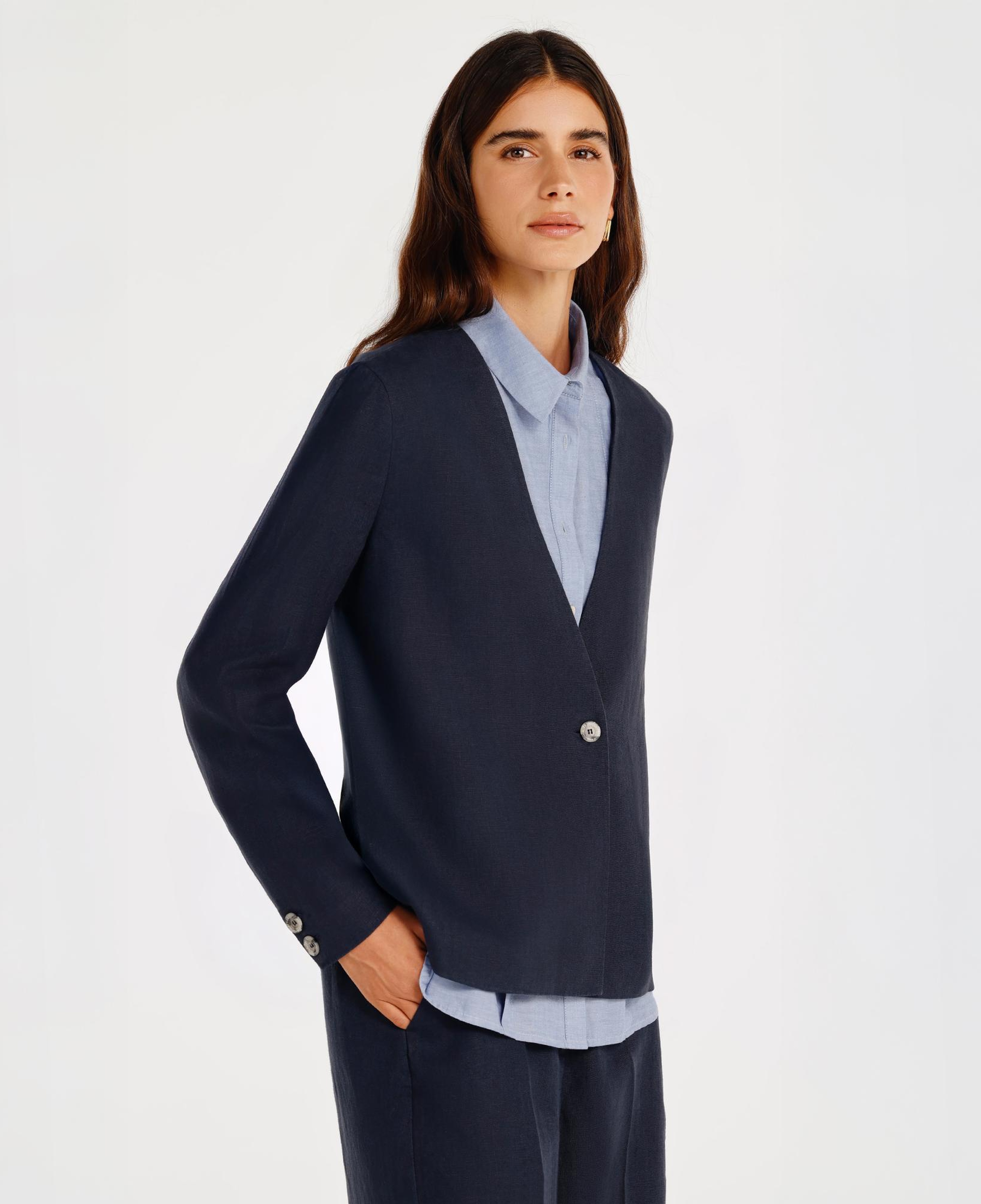 YARGICI Tek Düğmeli Yakasız Ceket