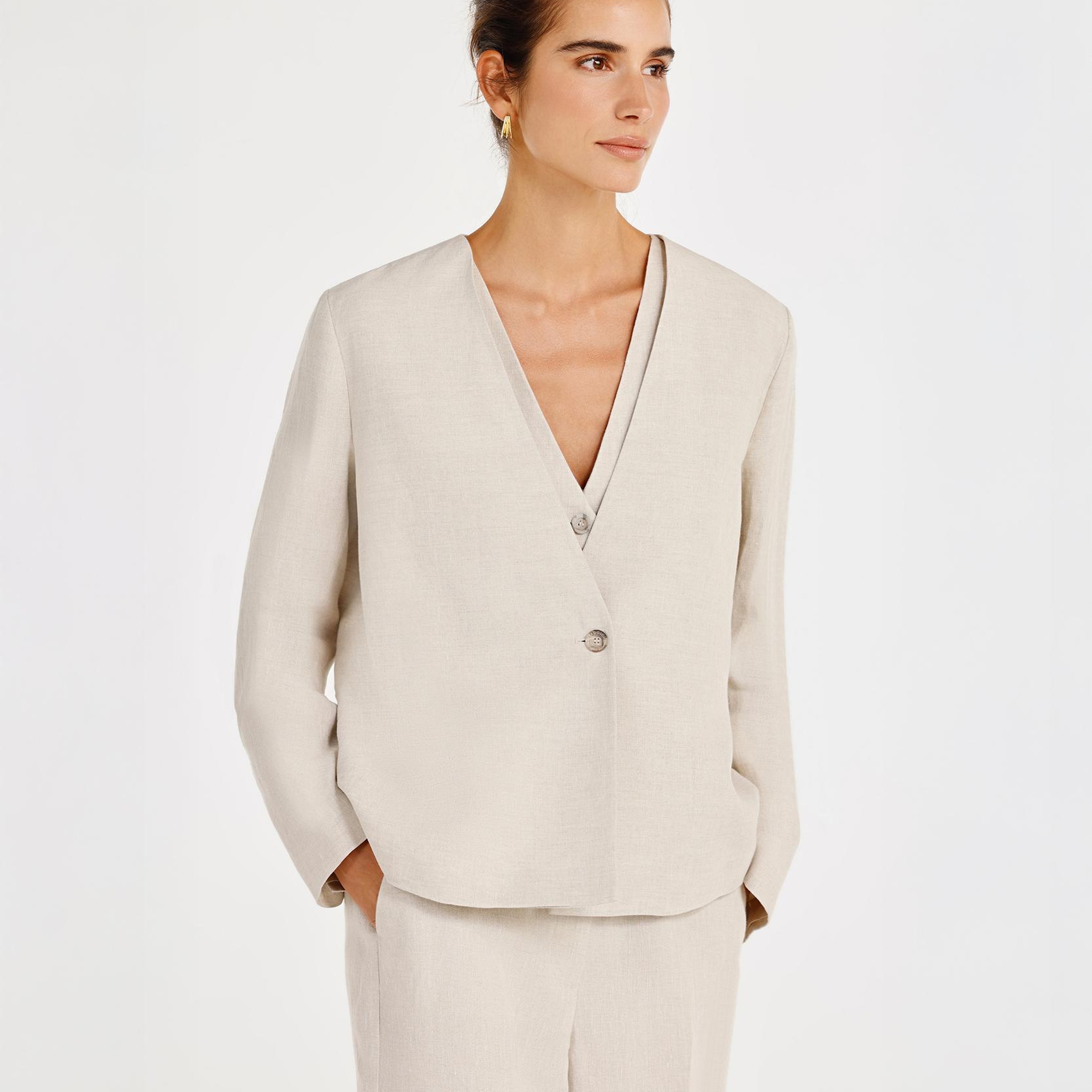 YARGICI Tek Düğmeli Yakasız Ceket