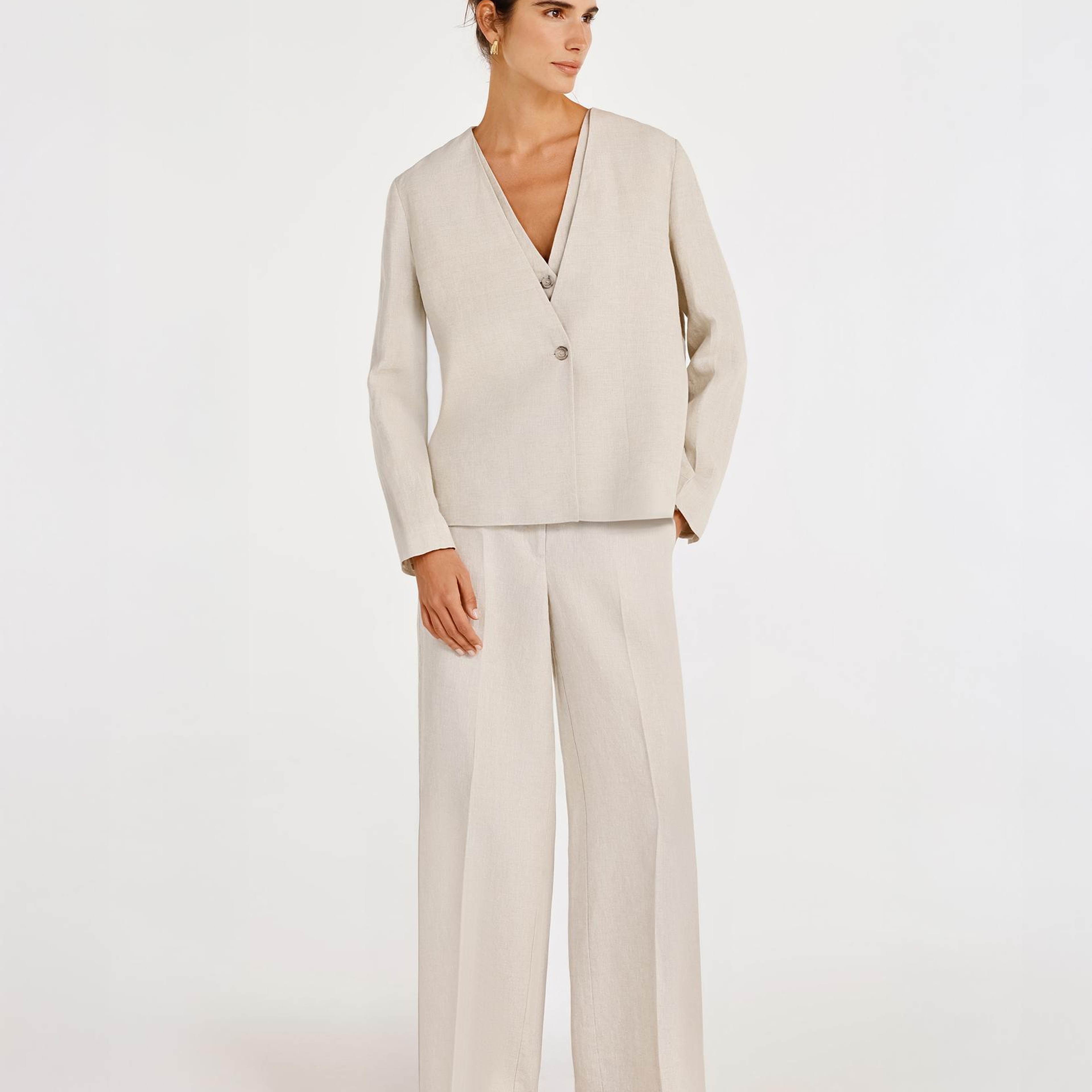 YARGICI Tek Düğmeli Yakasız Ceket