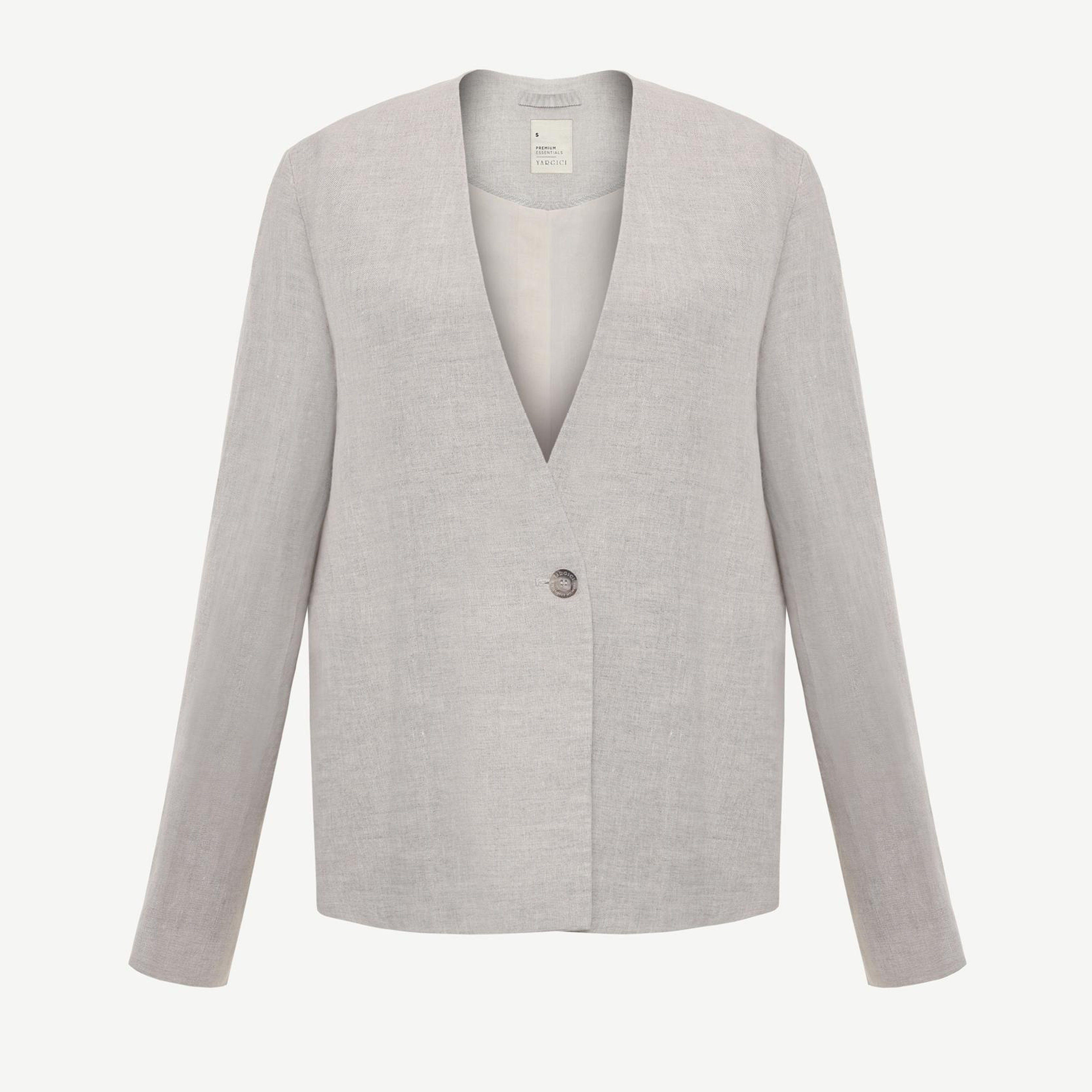 YARGICI Tek Düğmeli Yakasız Ceket