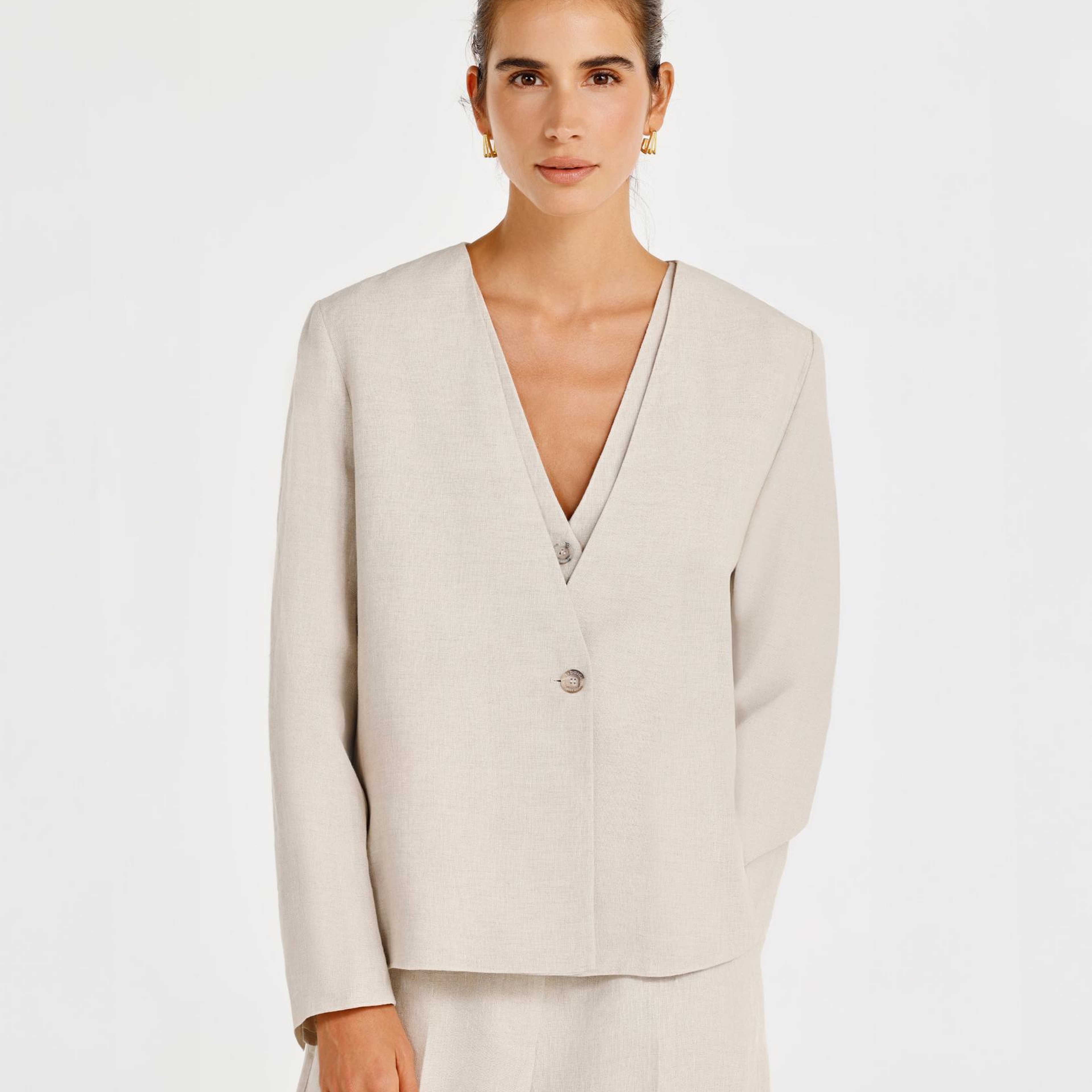 YARGICI Tek Düğmeli Yakasız Ceket