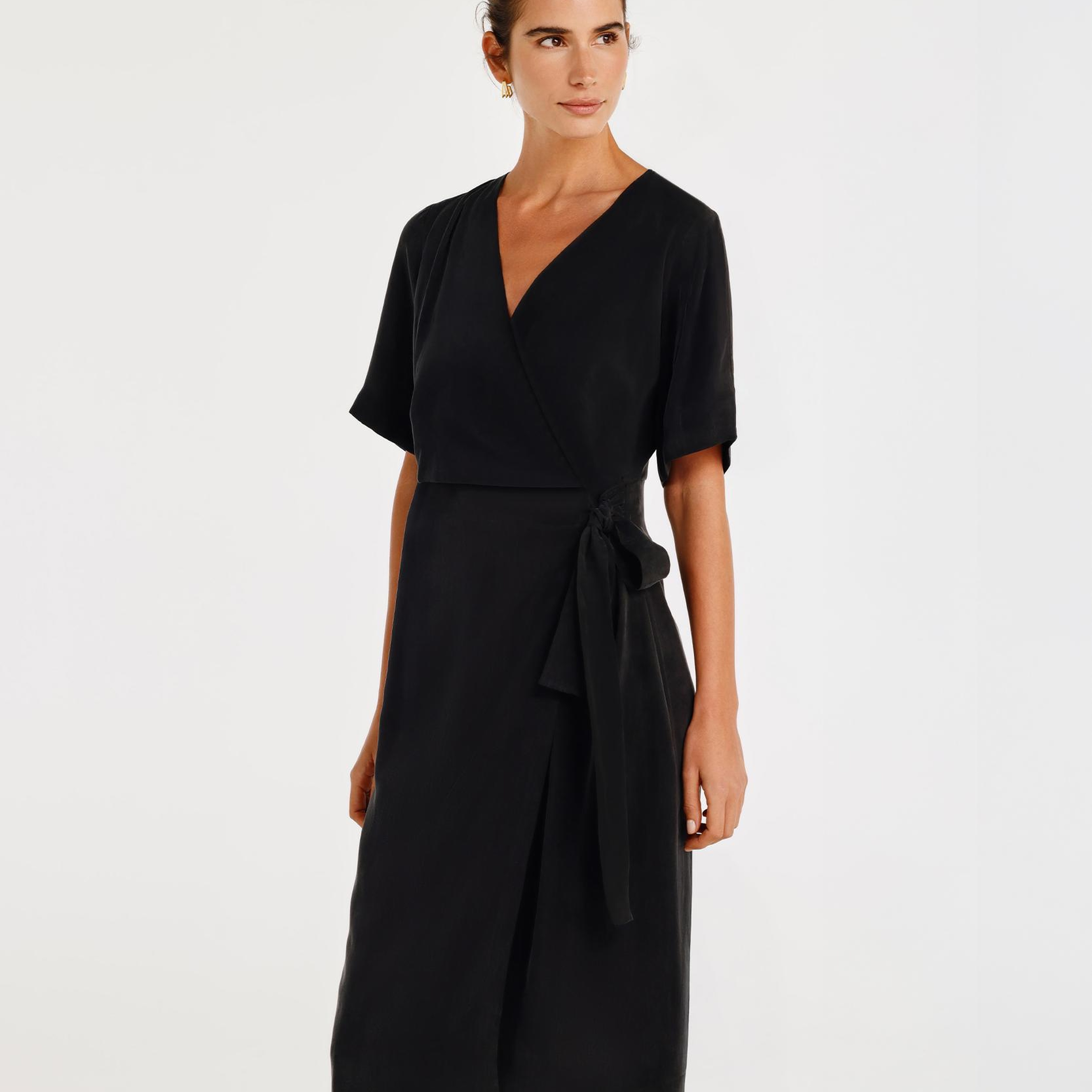 YARGICI Kruvaze Kapama Midi Boy Elbise