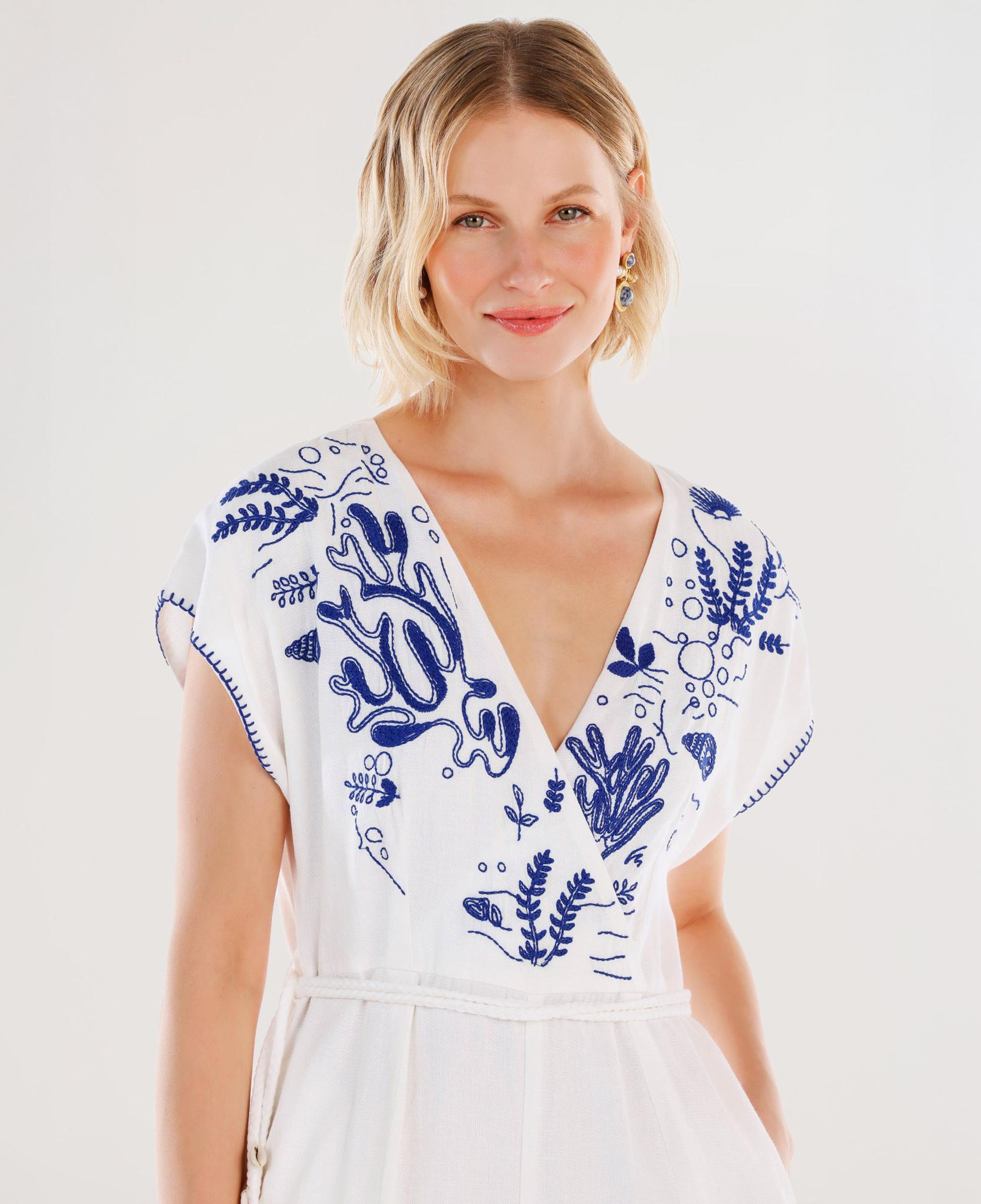 YARGICI Nakış Detaylı Kemerli Kısa Kollu Tulum