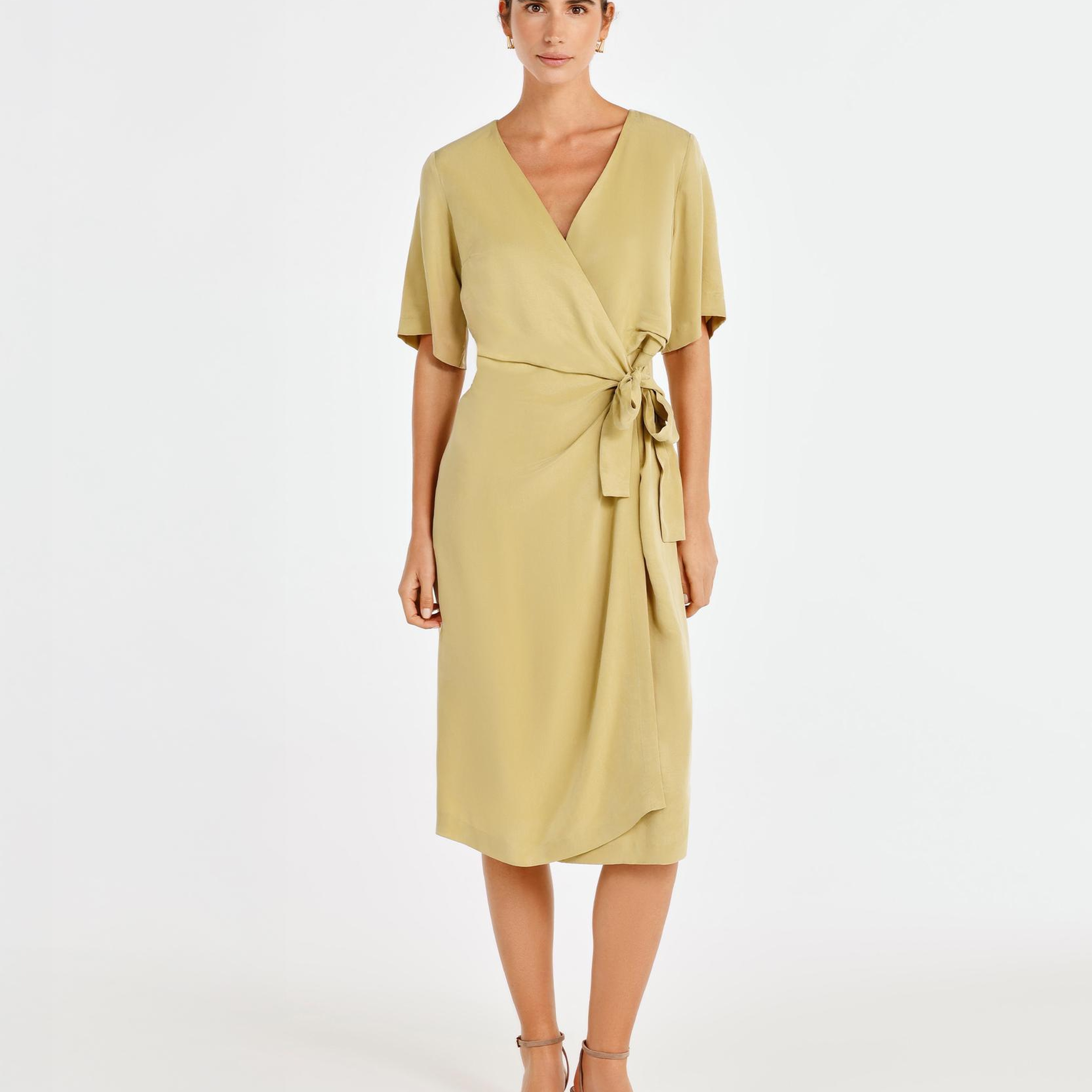 YARGICI Kruvaze Kapama Midi Boy Elbise