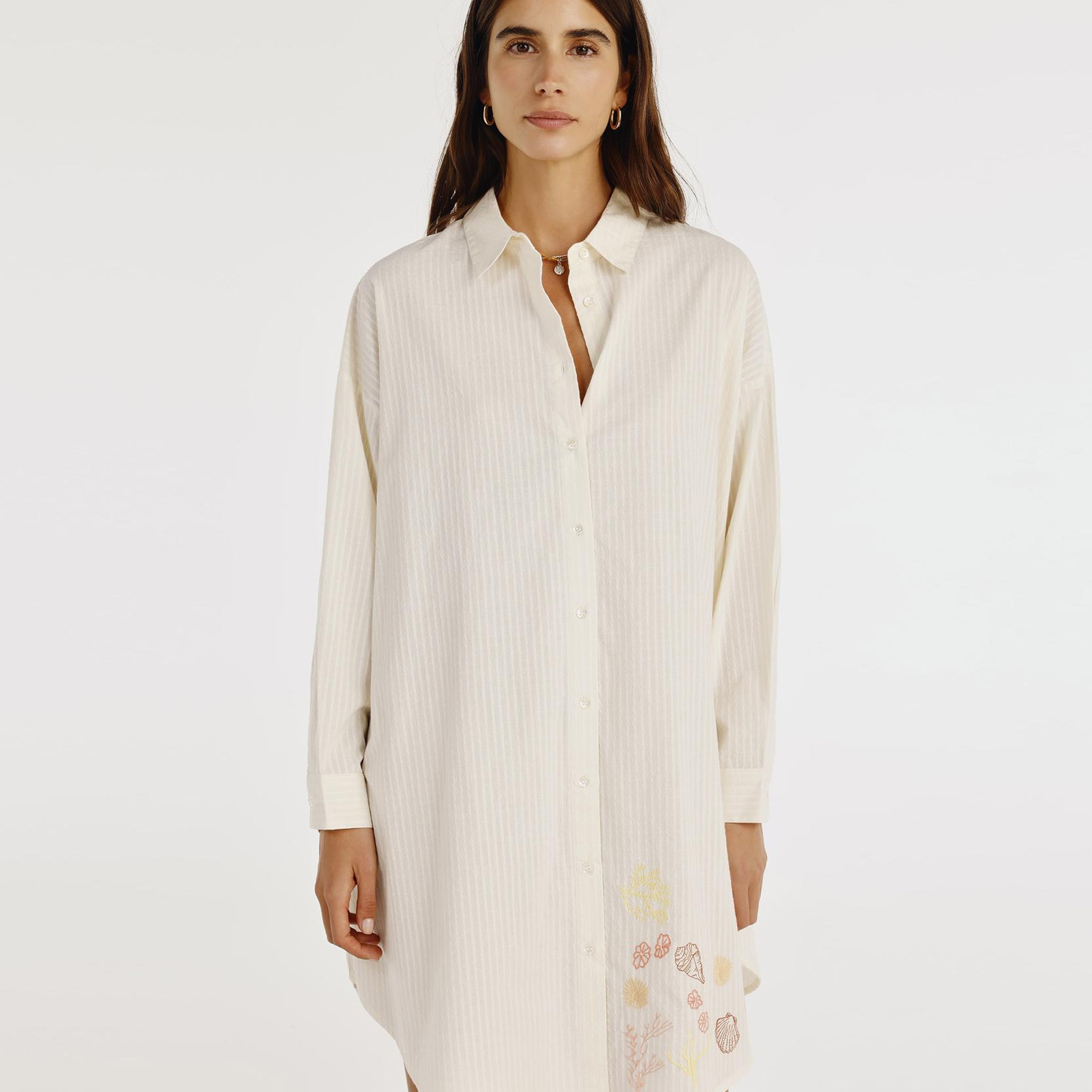 YARGICI Gömlek Yaka Elbise Arka Detaylı