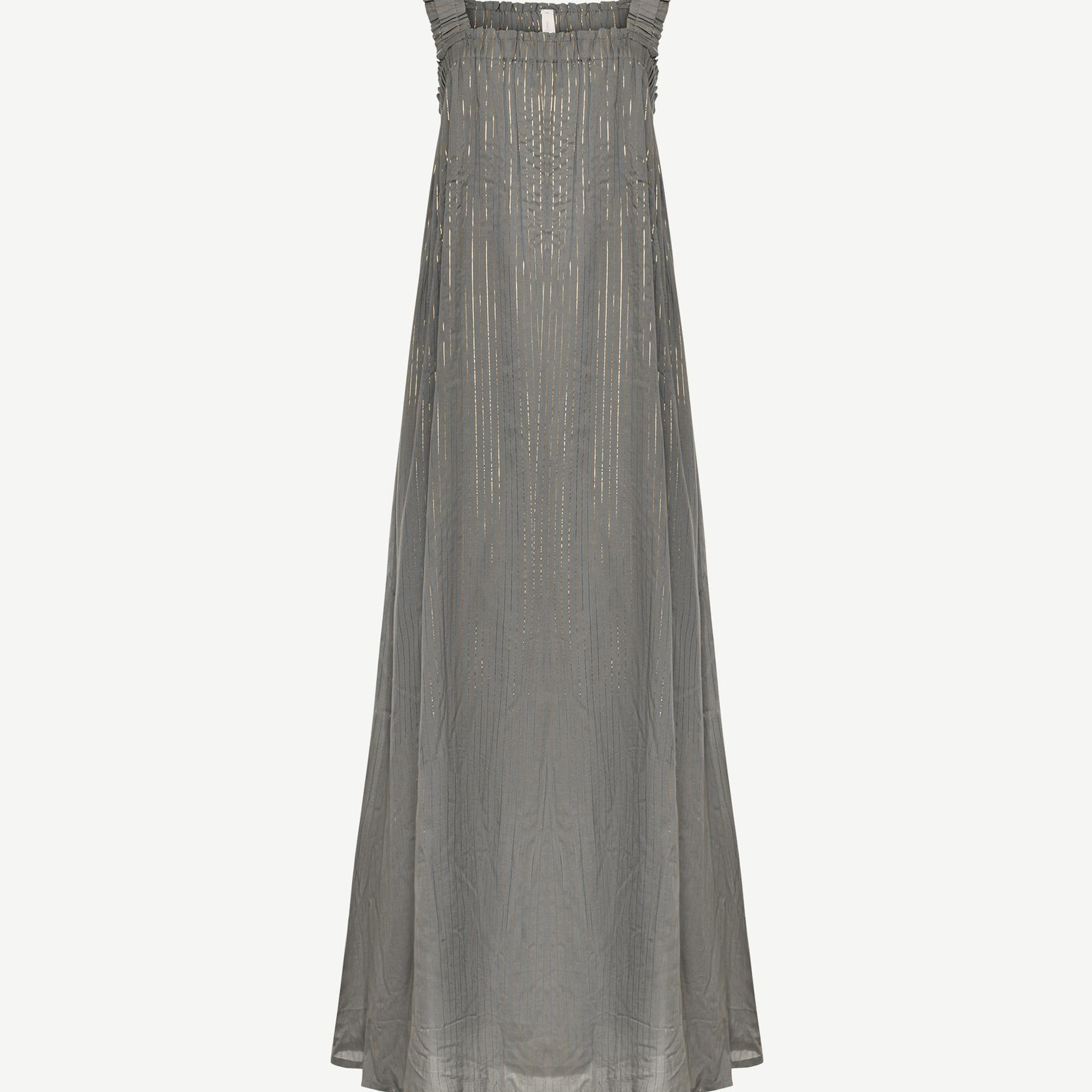 YARGICI Fır Fır Detaylı Kolsuz Midi Boy Elbise