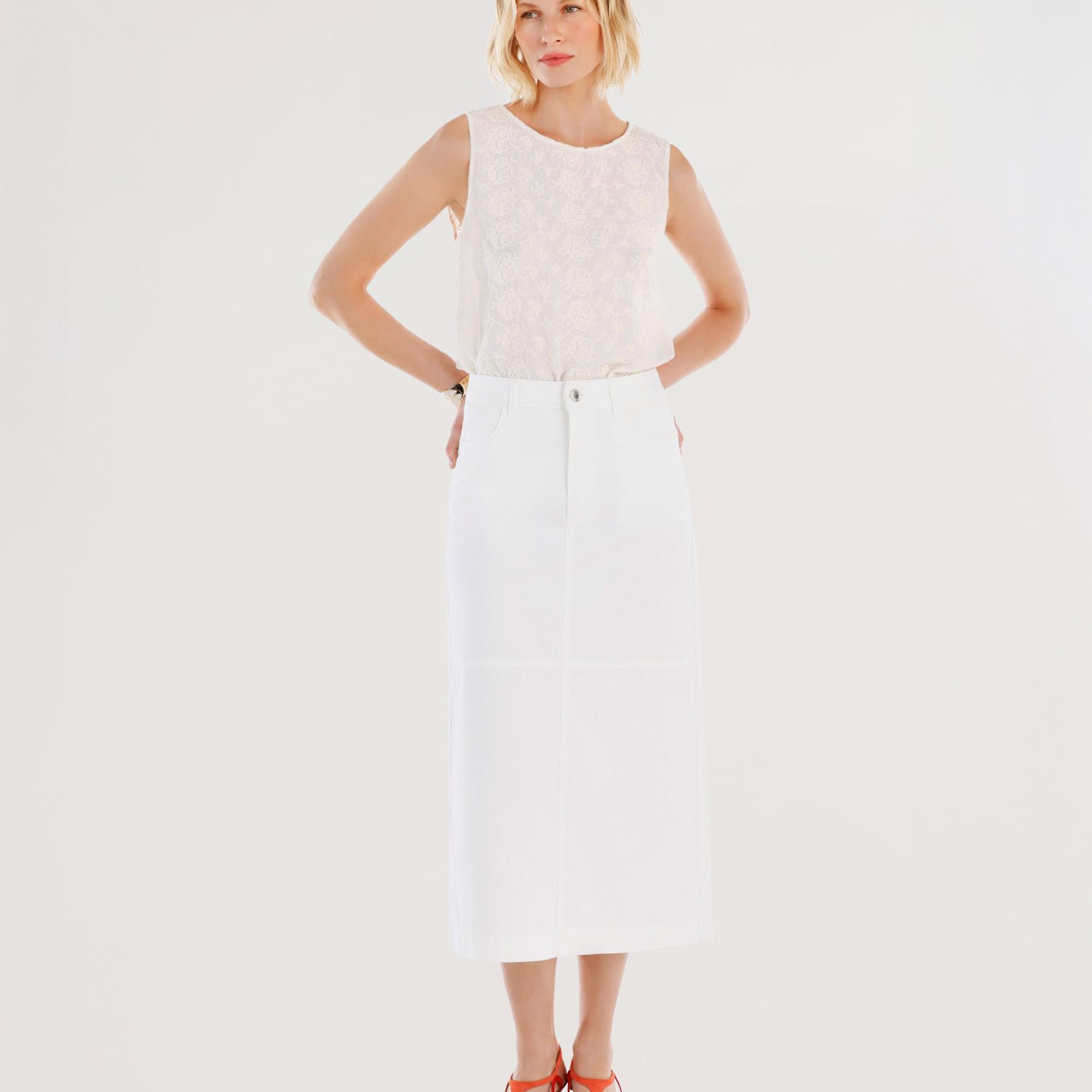 YARGICI Yırtmaç Detaylı Denim Etek