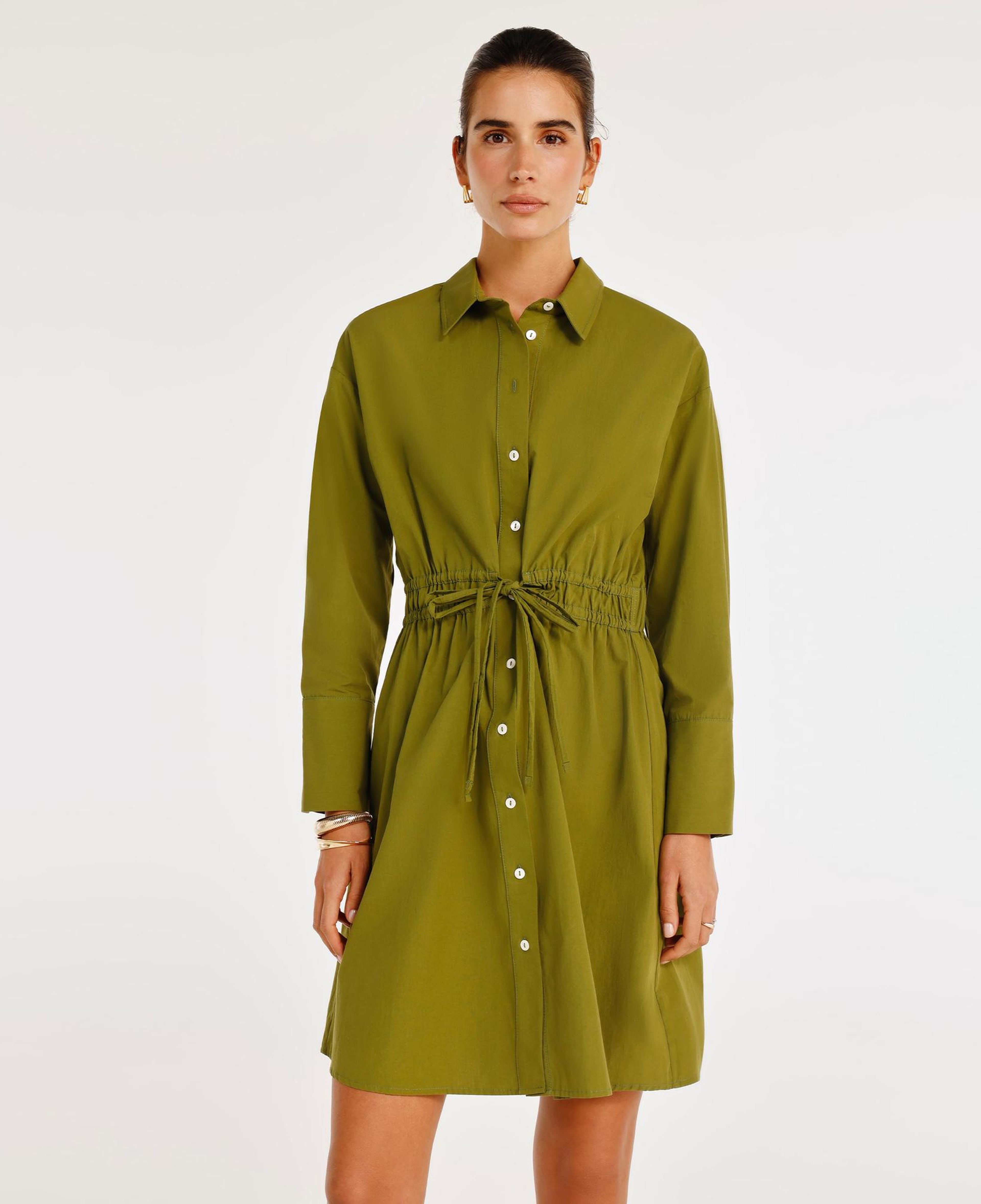 YARGICI Kemer Detaylı Uzun Kollu Gömlek Elbise