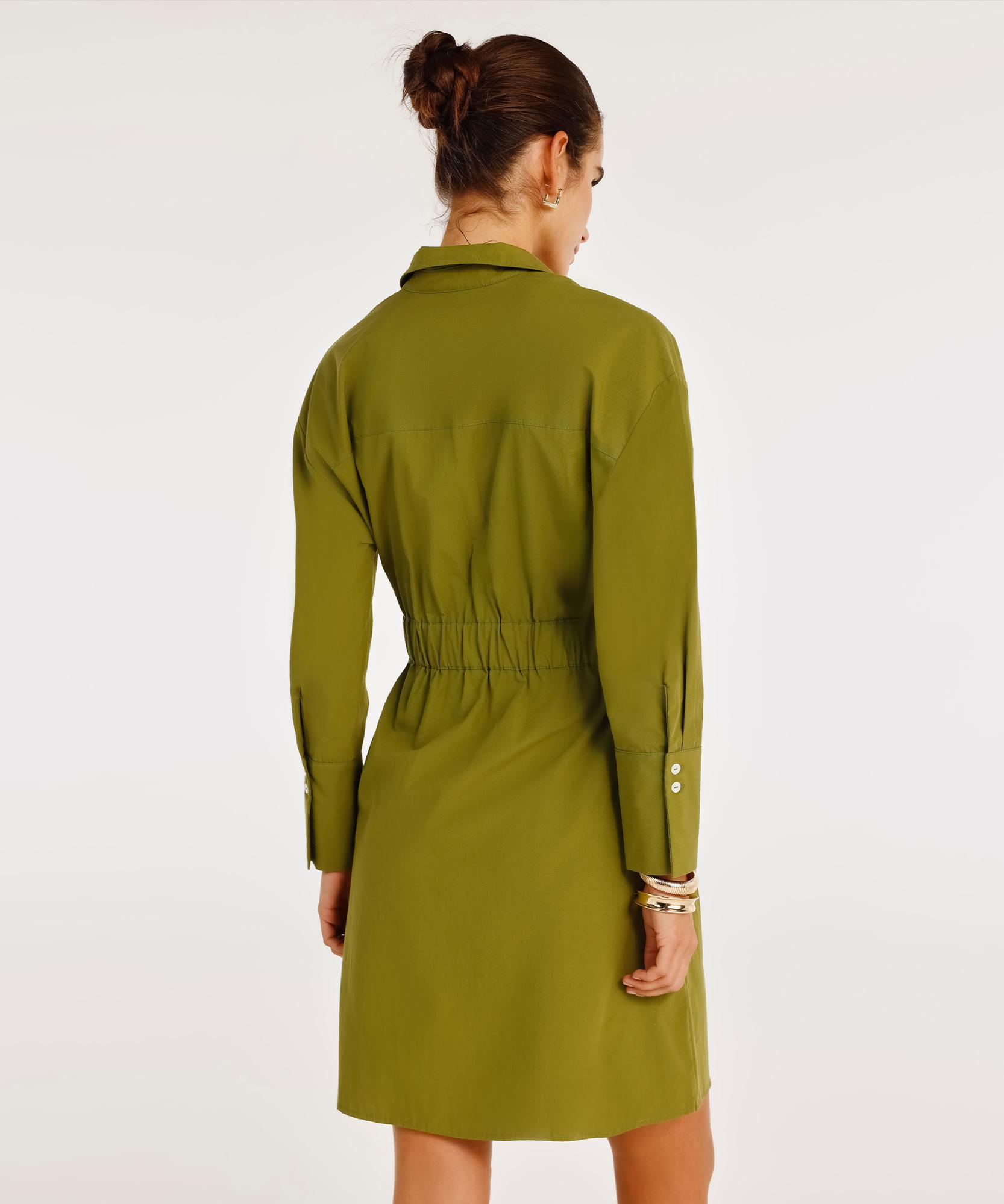 YARGICI Kemer Detaylı Uzun Kollu Gömlek Elbise