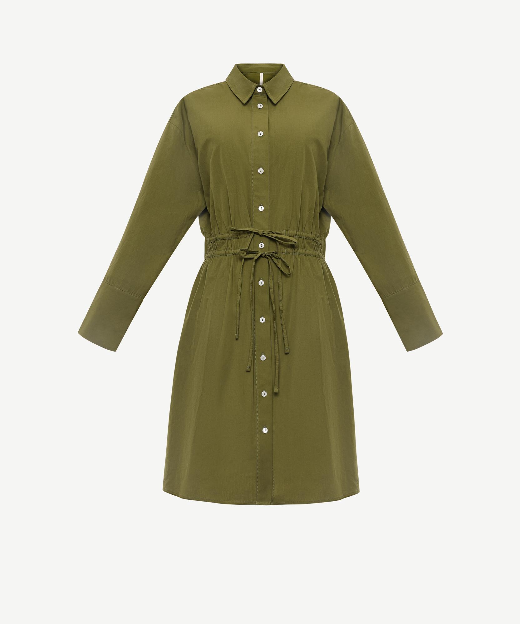 YARGICI Kemer Detaylı Uzun Kollu Gömlek Elbise