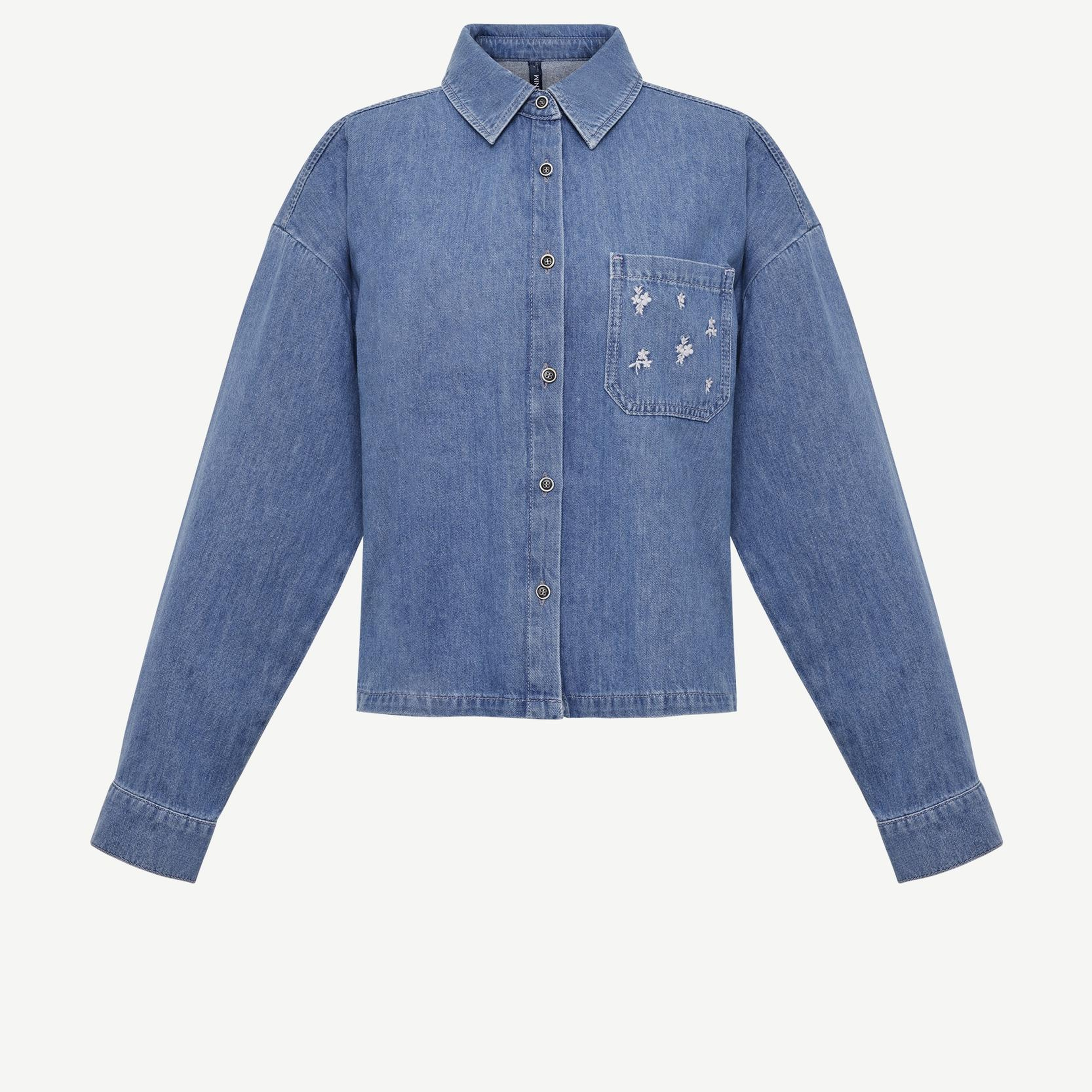 YARGICI Nakışlı Detaylı Uzun Kollu Denim Gömlek