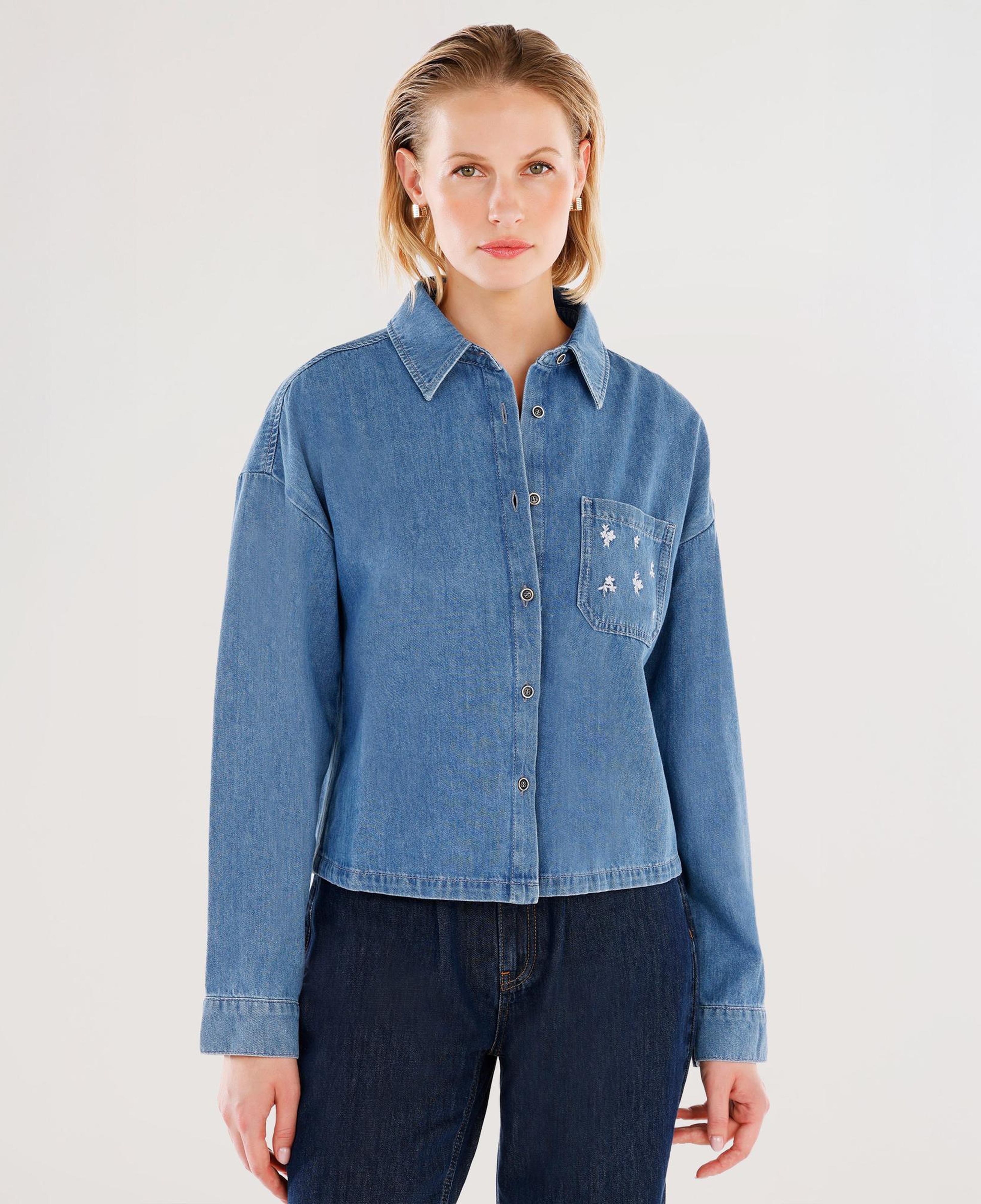 YARGICI Nakışlı Detaylı Uzun Kollu Denim Gömlek