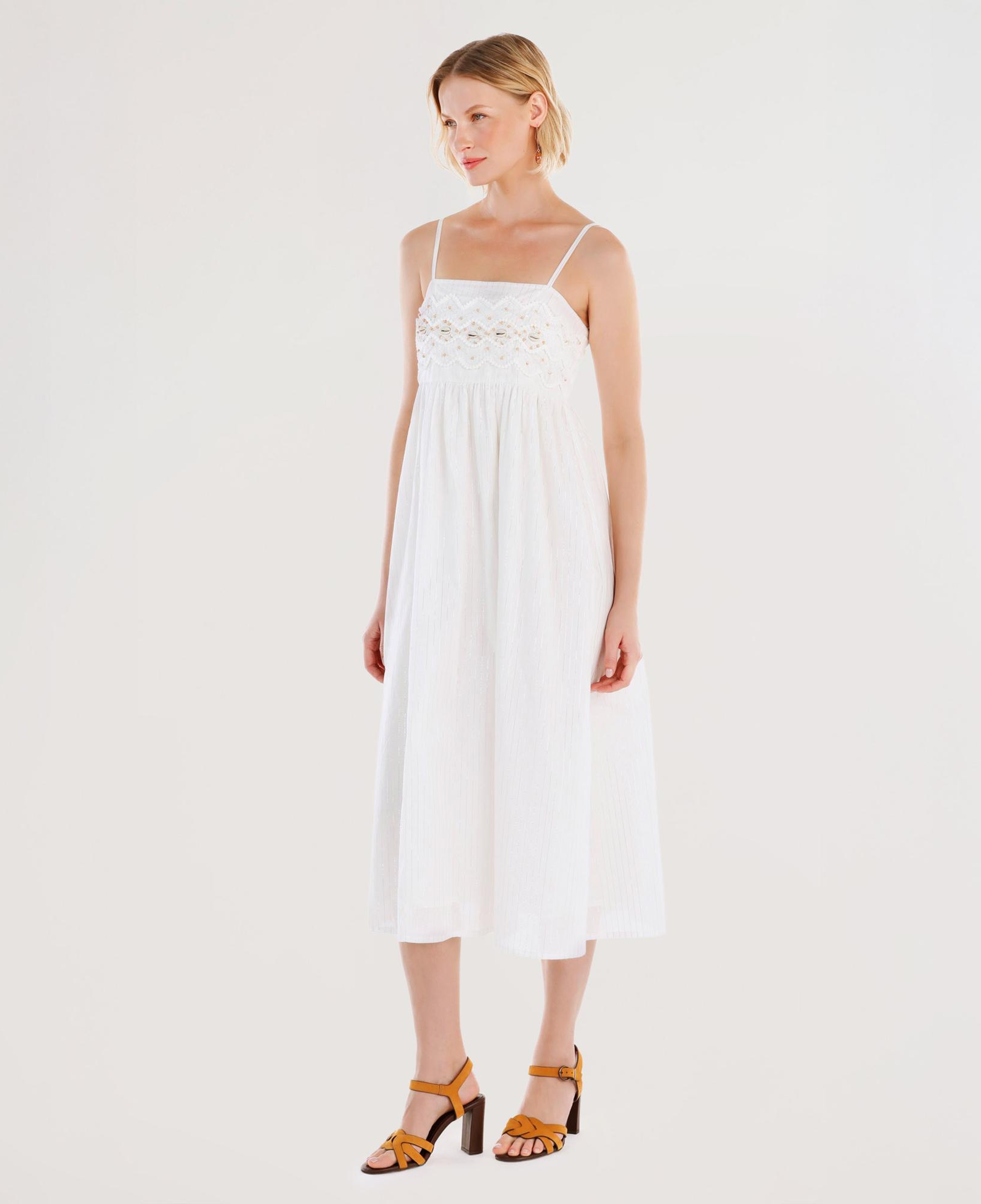 YARGICI Boncuk İşlemeli Askılı Uzun Elbise