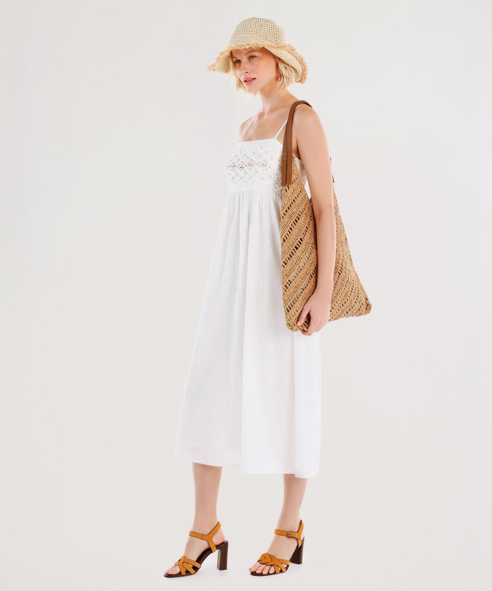 YARGICI Boncuk İşlemeli Askılı Uzun Elbise