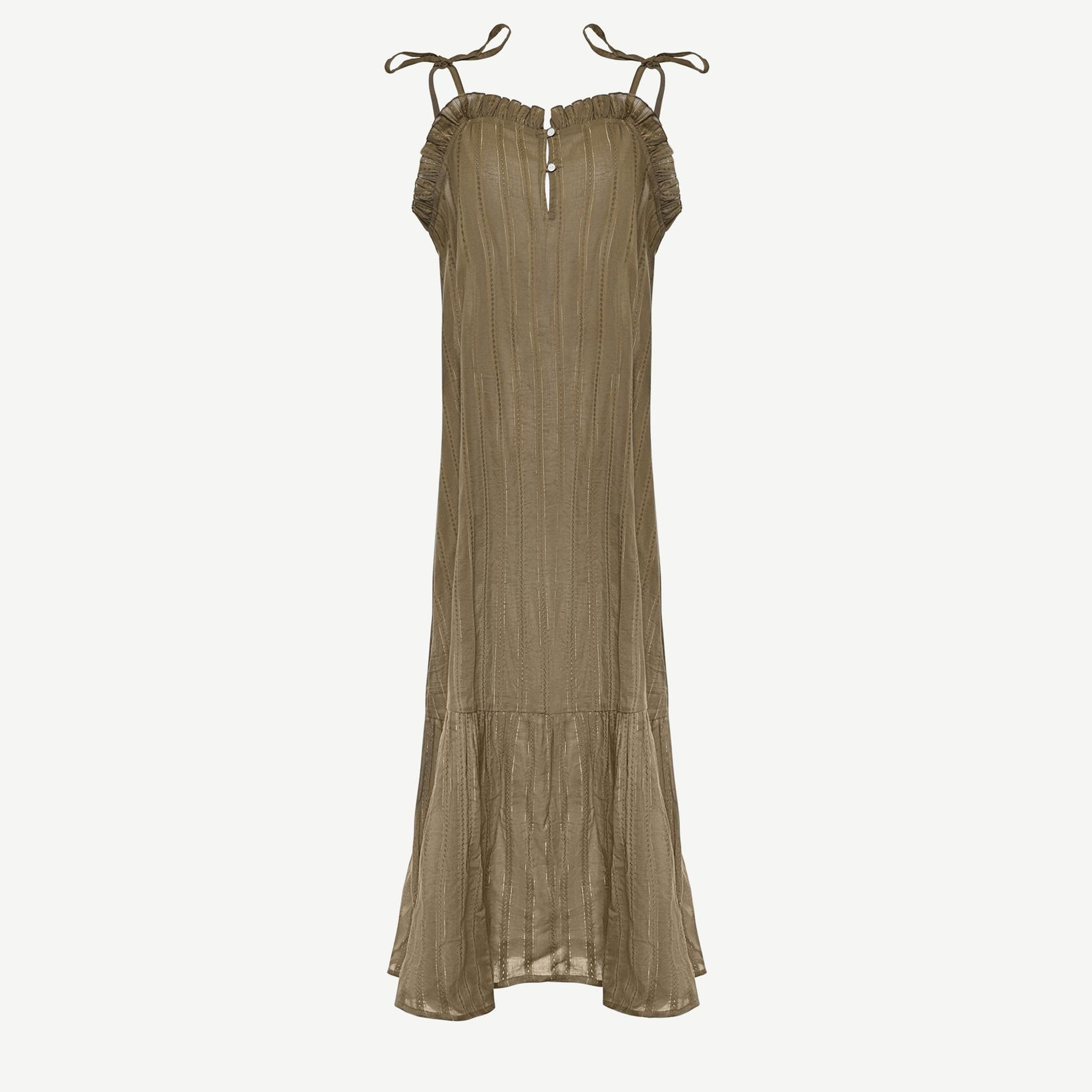 YARGICI Kare Yaka Midi Elbise