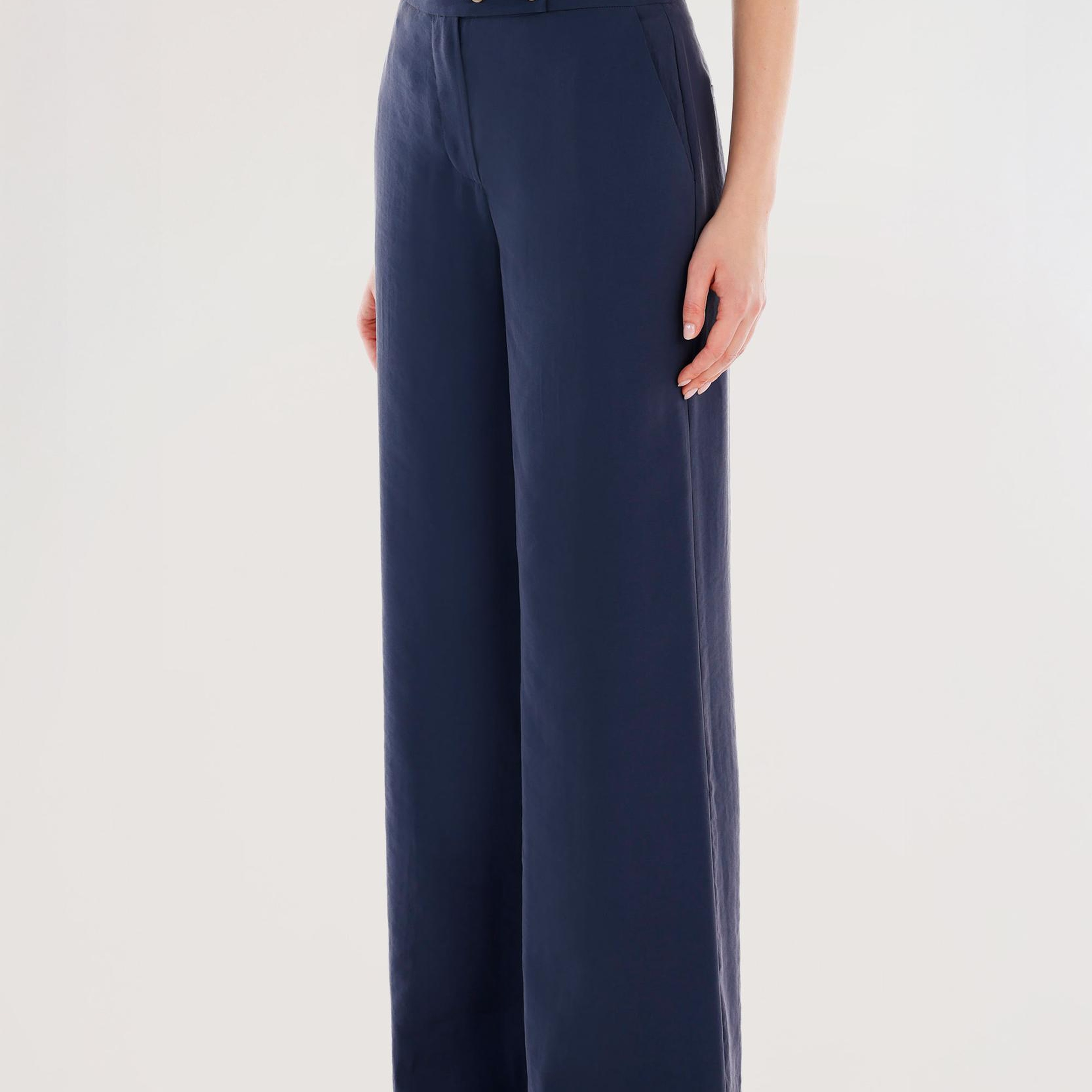 YARGICI Kruvaze Kapamalı Düz Kesim Pantolon