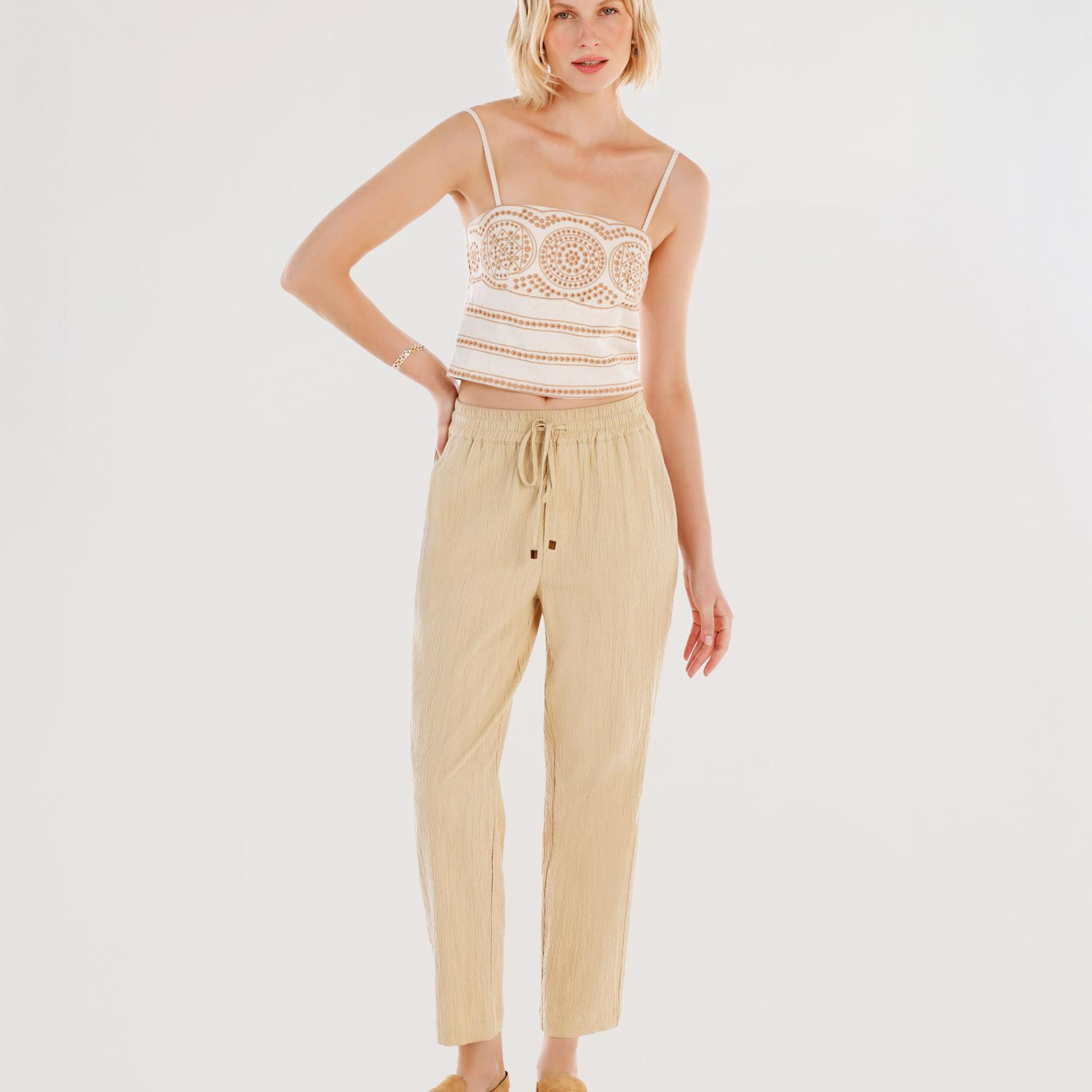 YARGICI Beli Bağlama Detaylı Pantolon