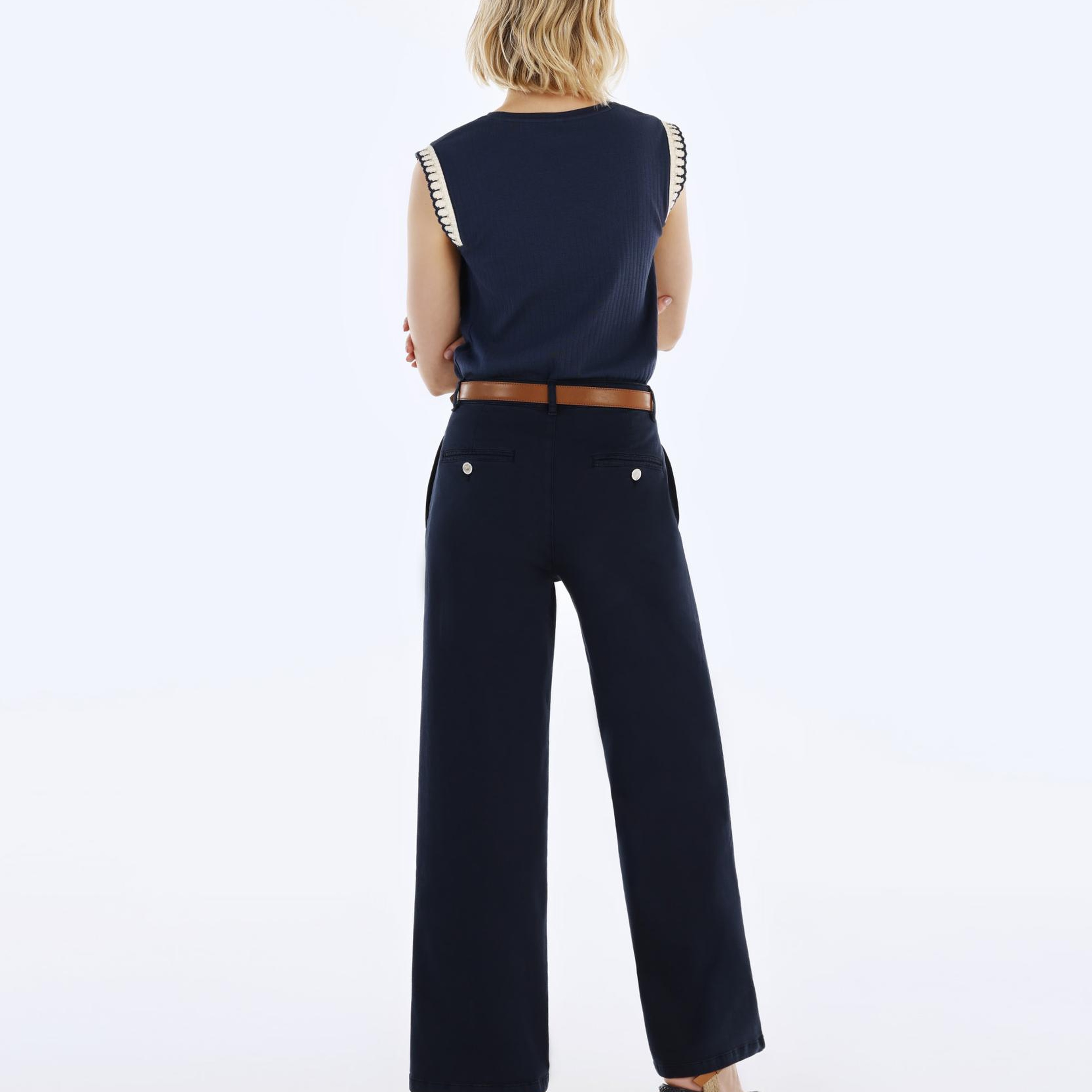 YARGICI Kemer Detaylı Yüksek Bel Rahat Kalıp Pantolon