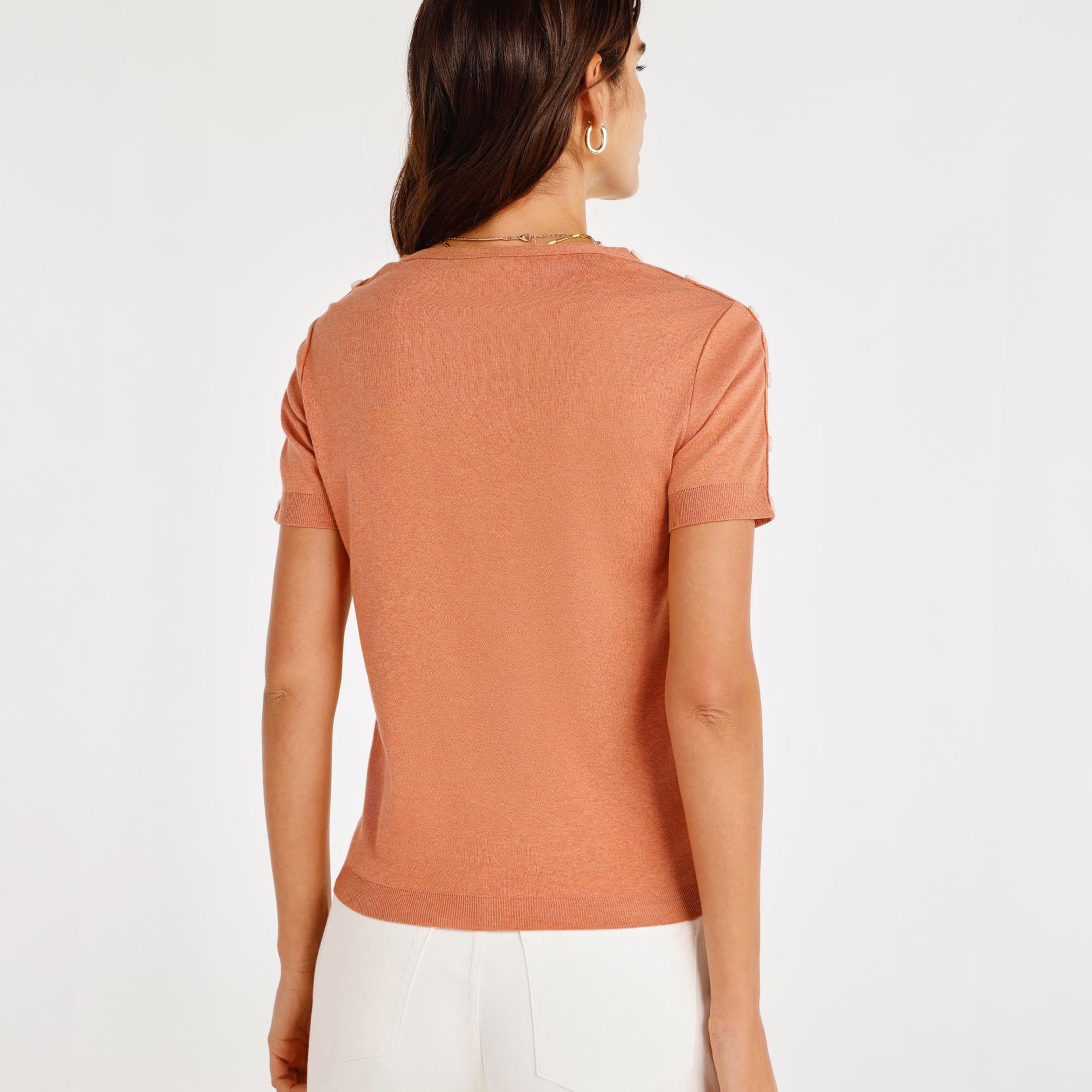 YARGICI Omuz Detaylı Kısa Kollu Triko