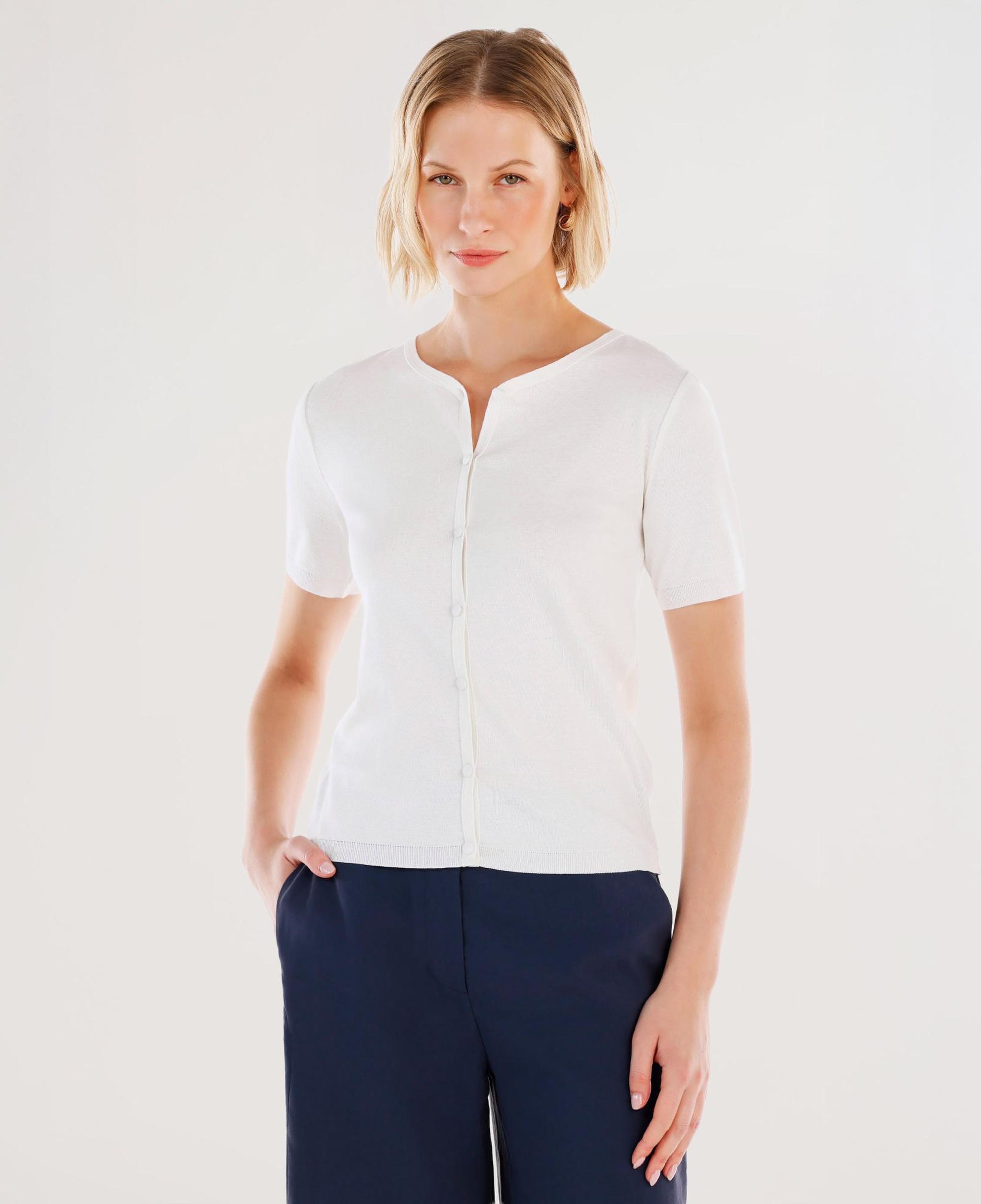 YARGICI Bisiklet Yaka Yarım Kollu Triko Hırka