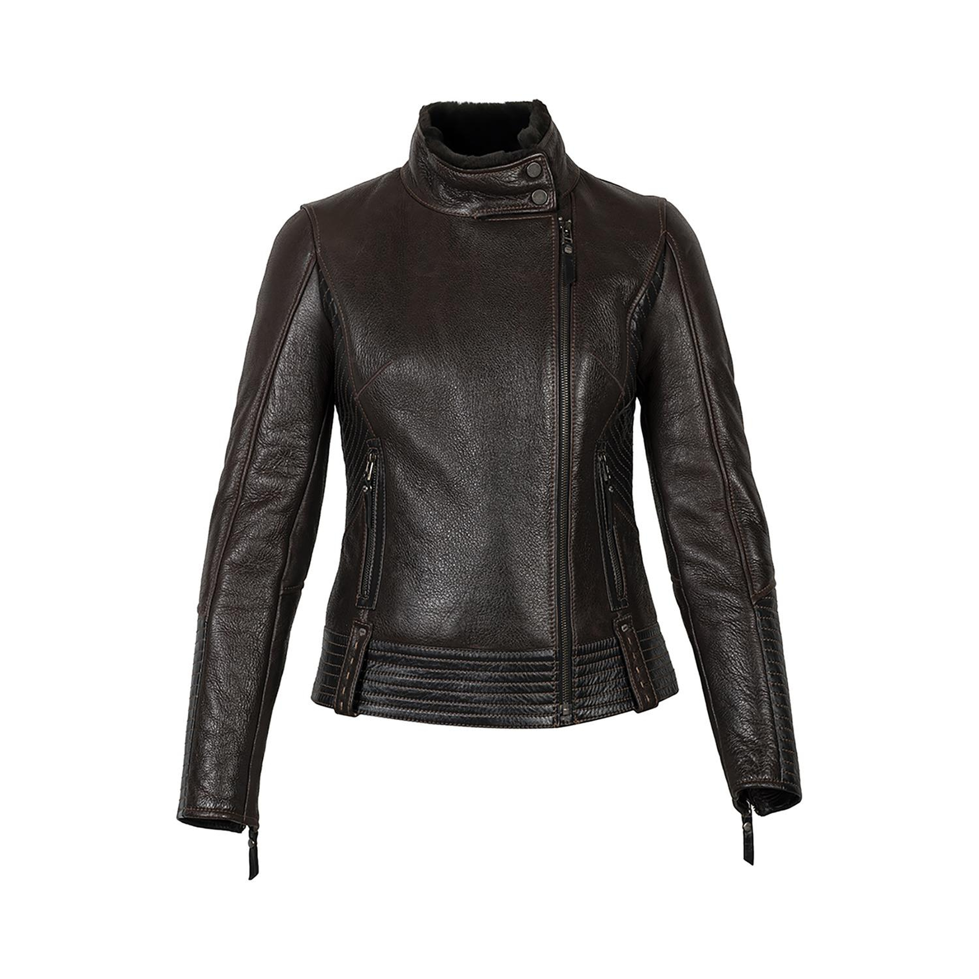 Kadın Kahve Hakim Yakalı Kürk Mont