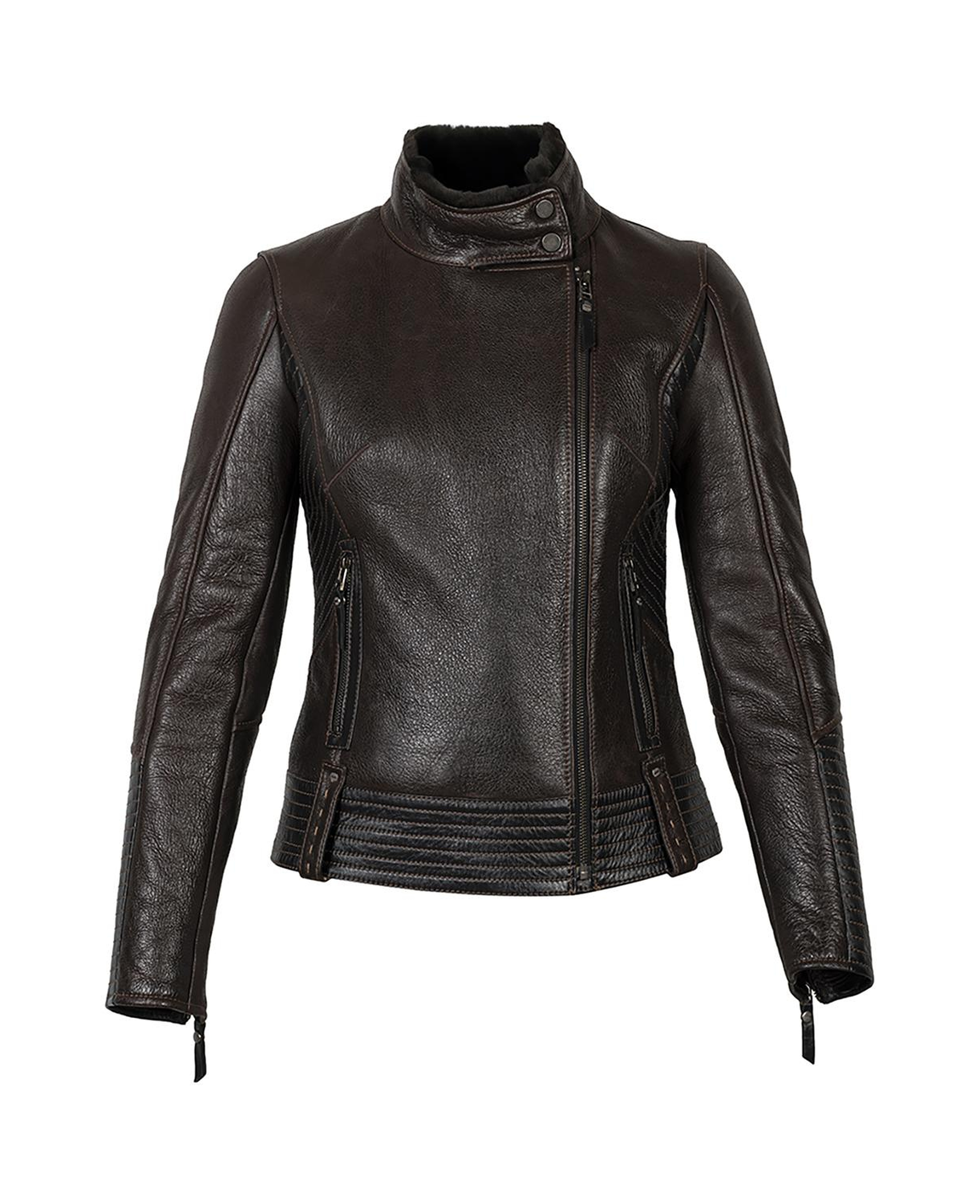 Kadın Kahve Hakim Yakalı Kürk Mont