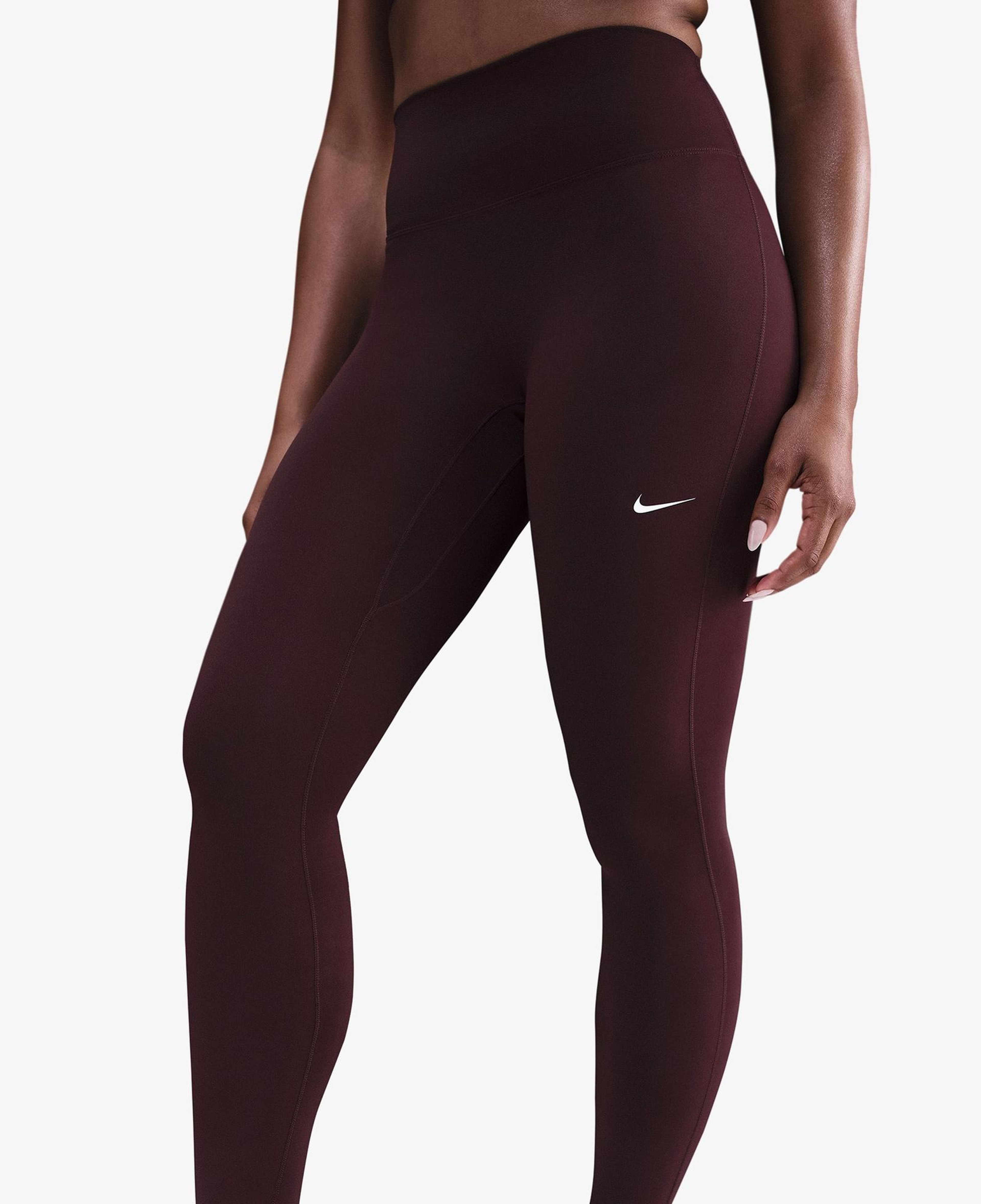 Nike Dri-Fit One Seamless Front Kadın Bordo Tayt
