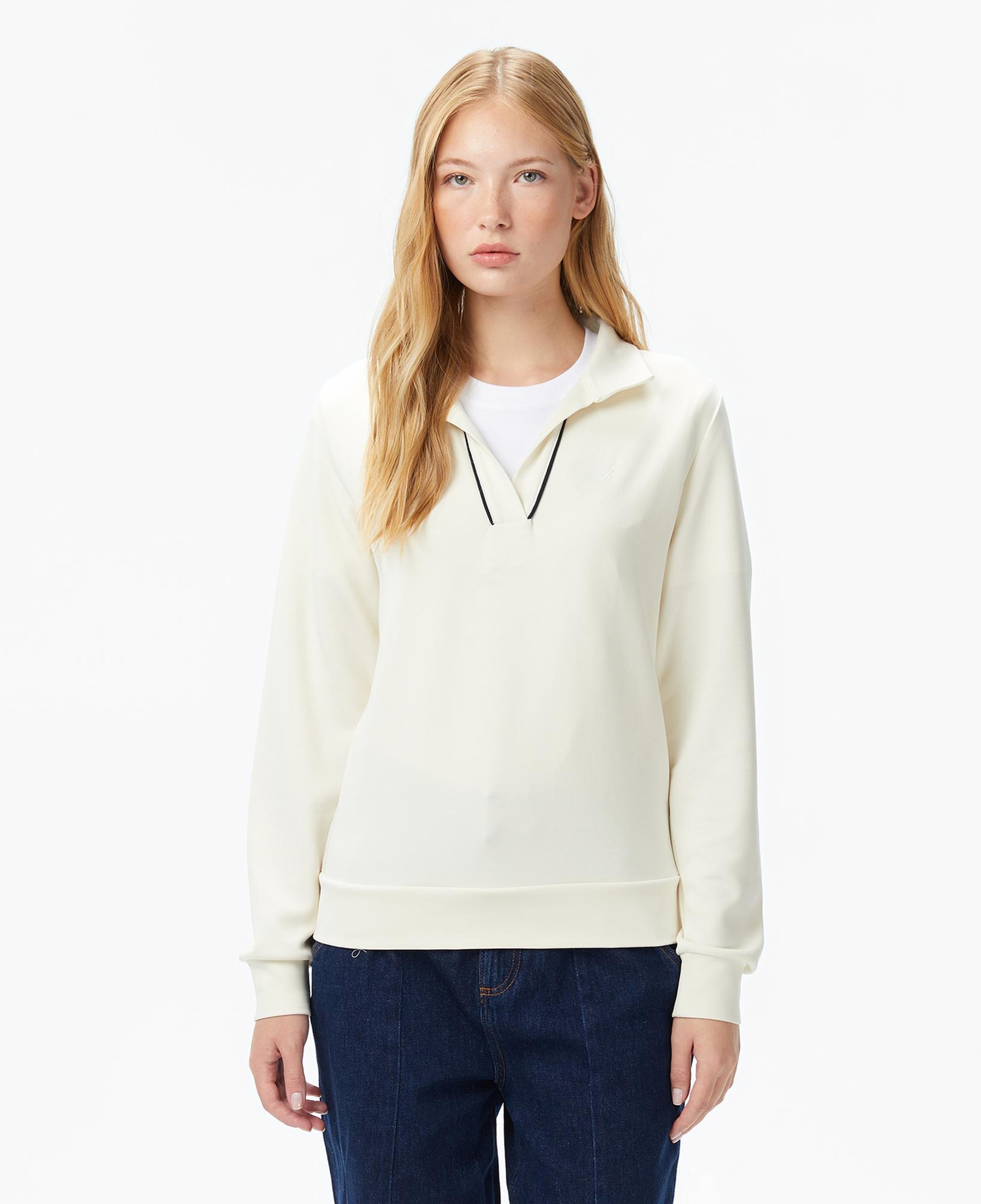 Nautica Kadın Krem Rengi Regular Fit Sweatshirt