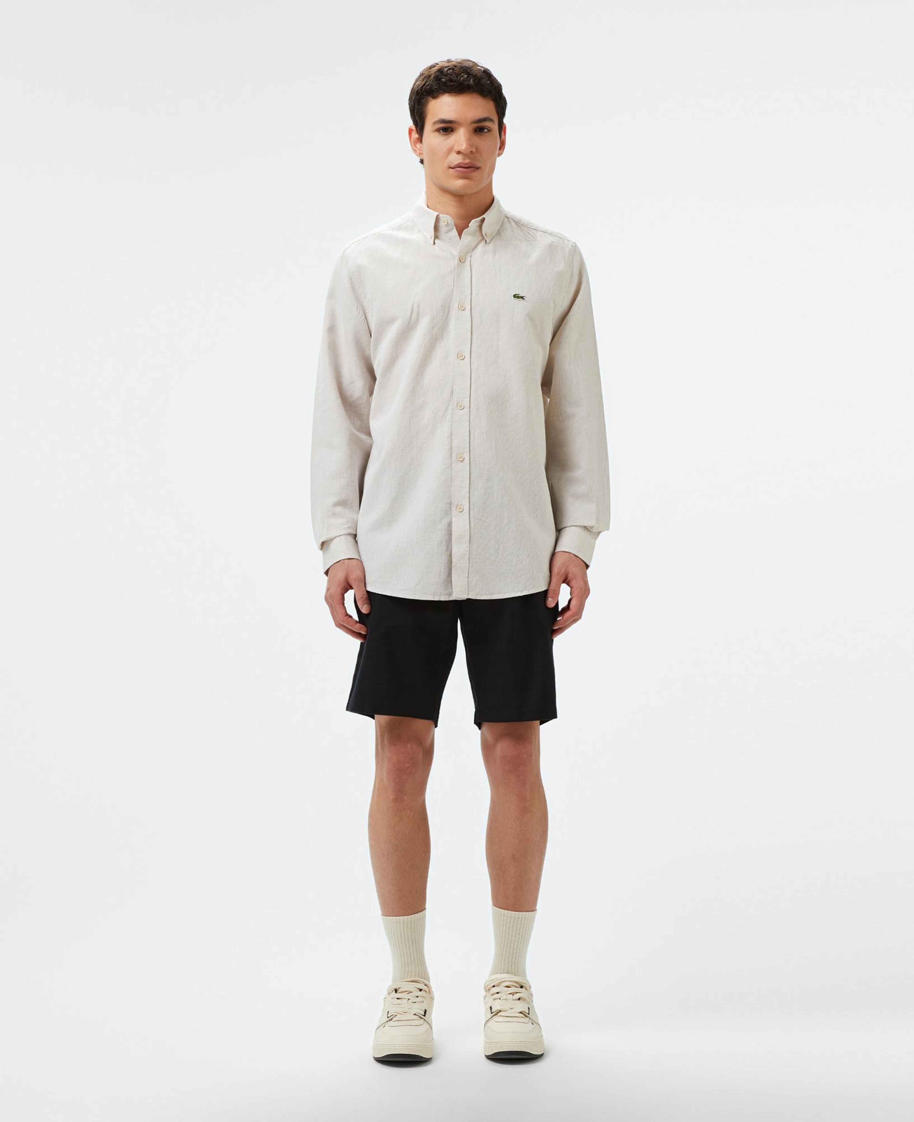 Lacoste Erkek Regular Fit Keten Siyah Bermuda Şort