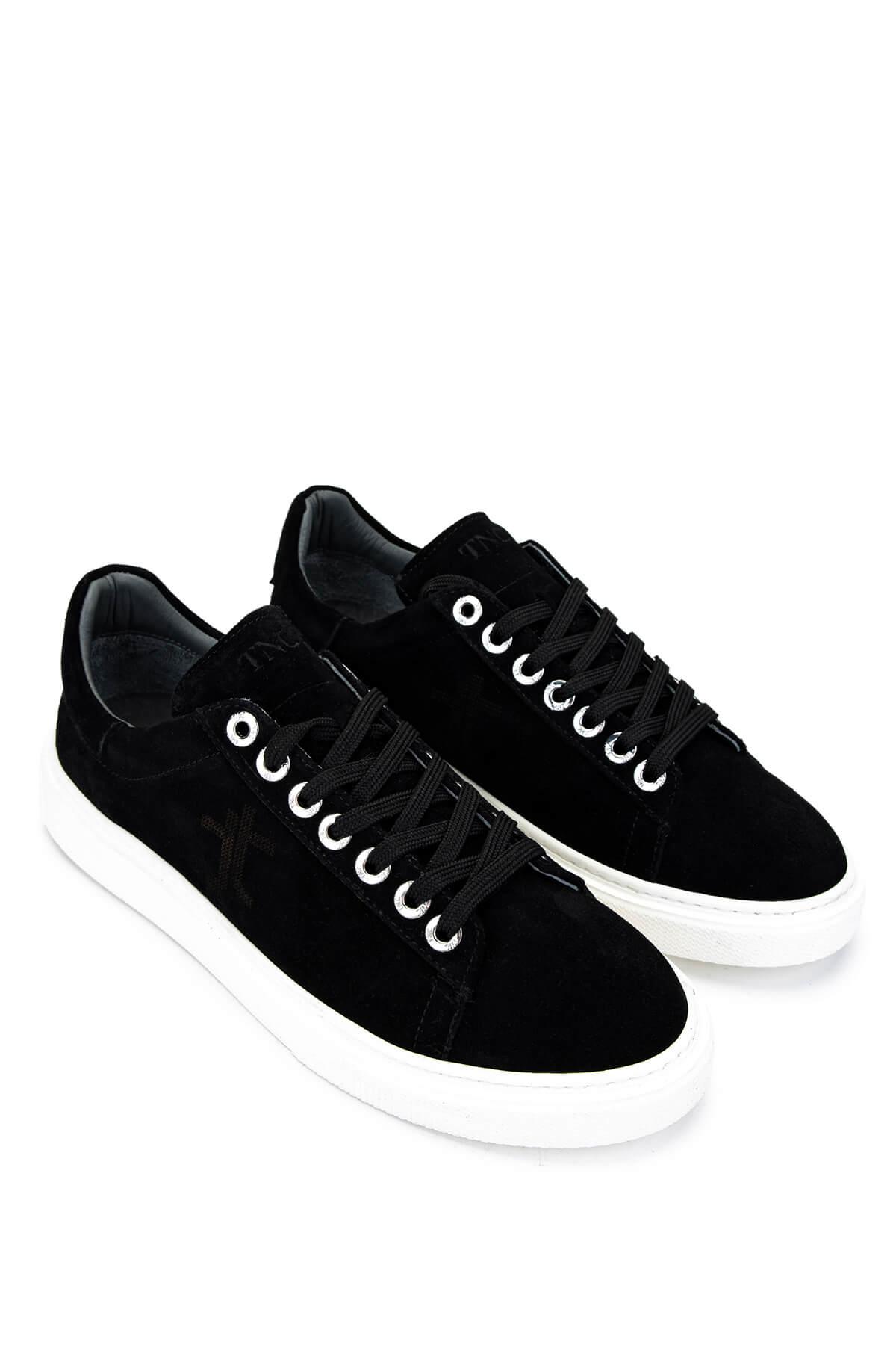 Tamer Tanca Erkek Hakiki Deri Siyah Süet Sneakers & Spor Ayakkabı