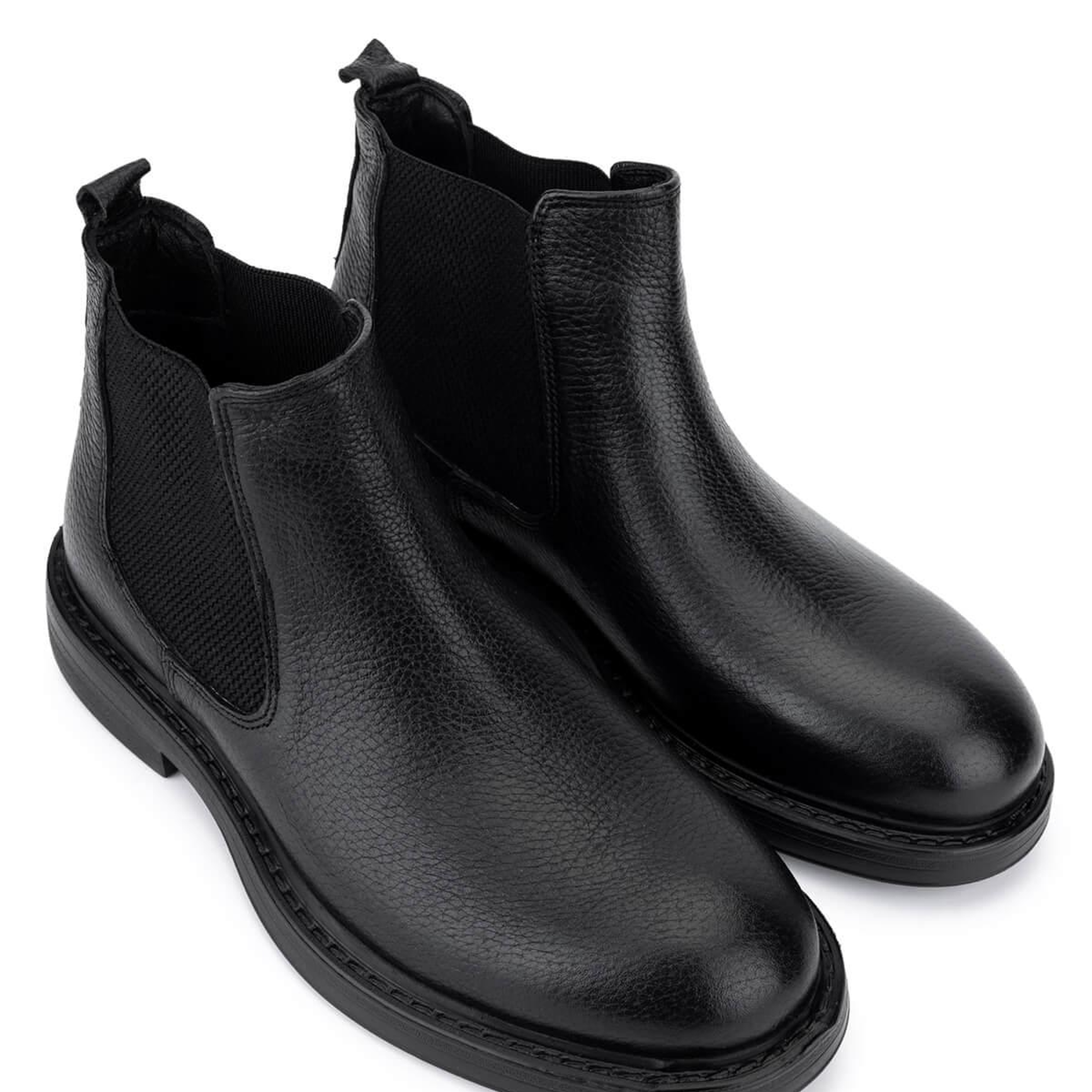 Tamer Tanca Erkek Hakiki Deri Siyah Floter Casual Bot