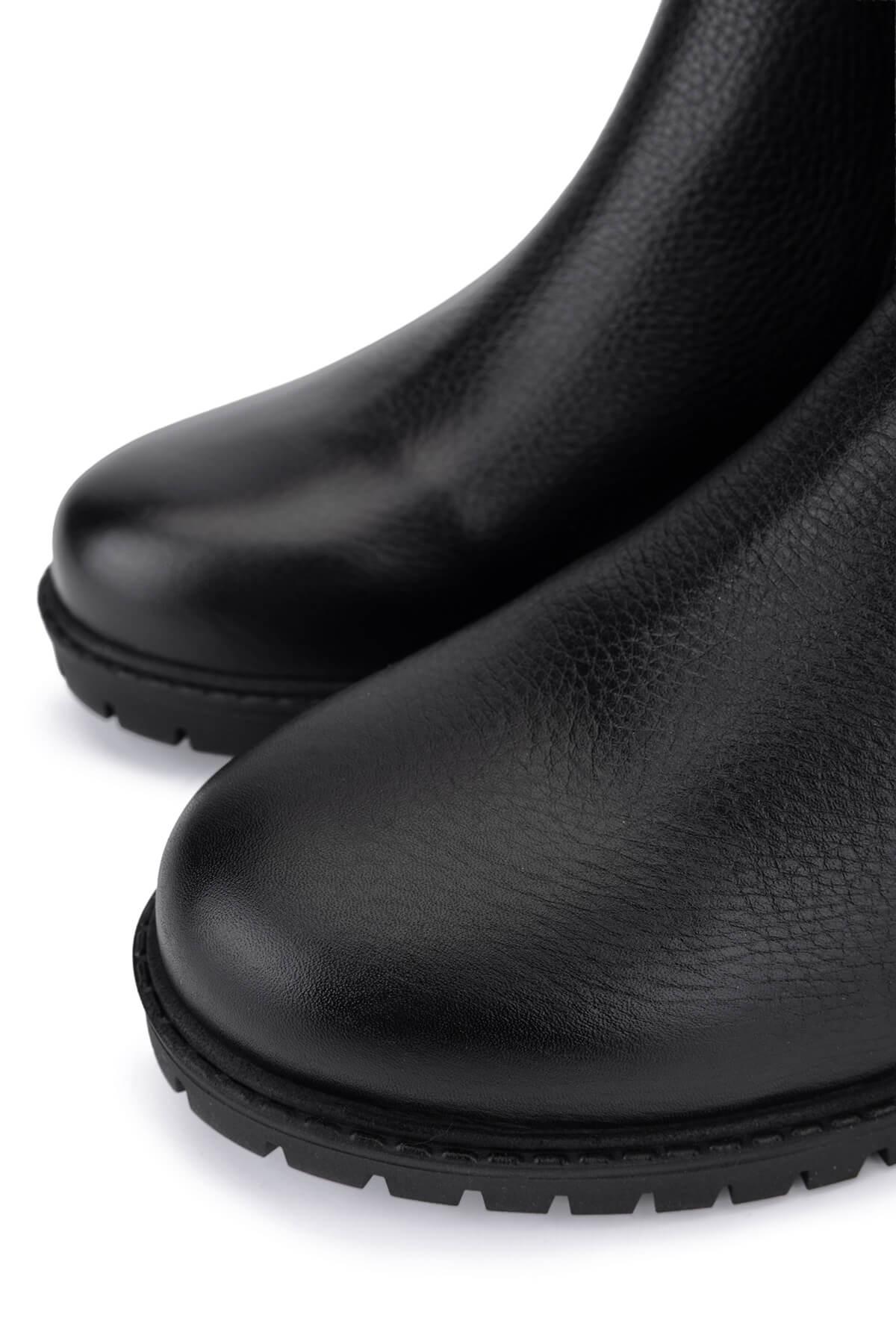 Tamer Tanca Kadın Hakiki Deri Siyah Floter Topuklu Bot