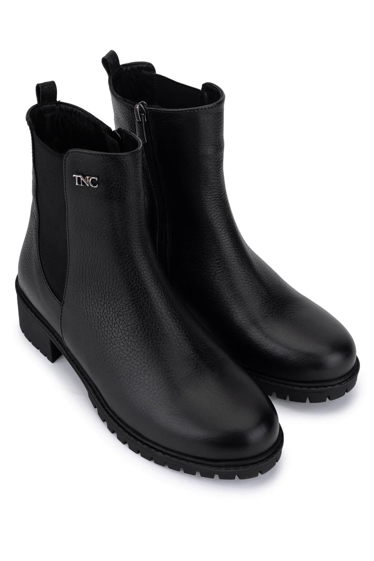 Tamer Tanca Kadın Hakiki Deri Siyah Floter Topuklu Bot