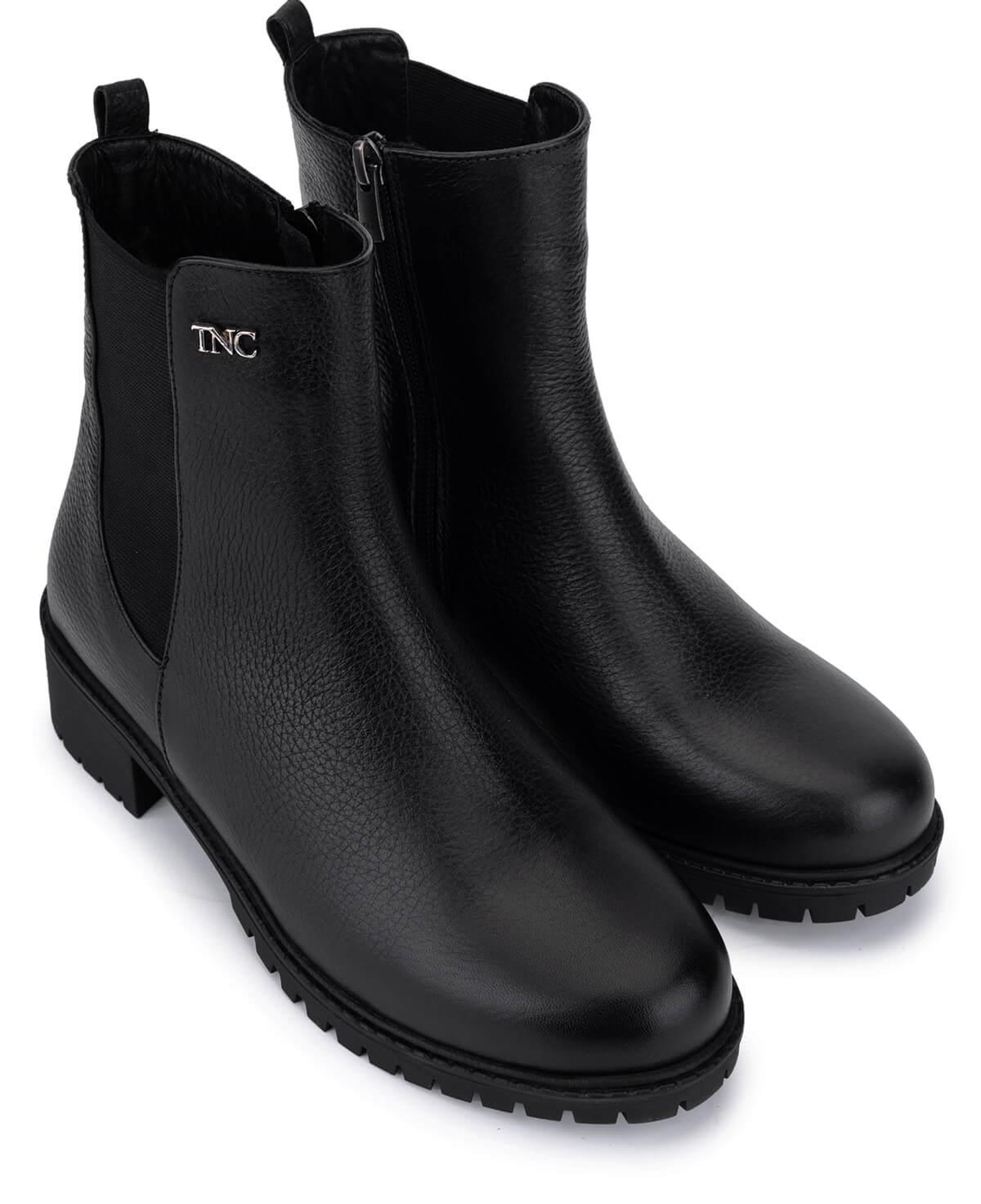 Tamer Tanca Kadın Hakiki Deri Siyah Floter Topuklu Bot