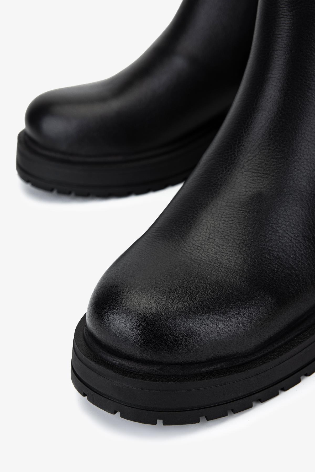 Valmenti Kadın Hakiki Deri Siyah Düz Bot