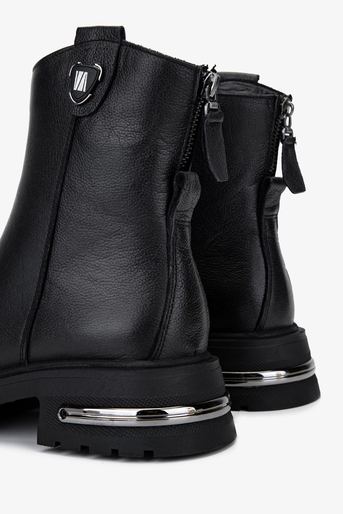 Valmenti Kadın Hakiki Deri Siyah Düz Bot