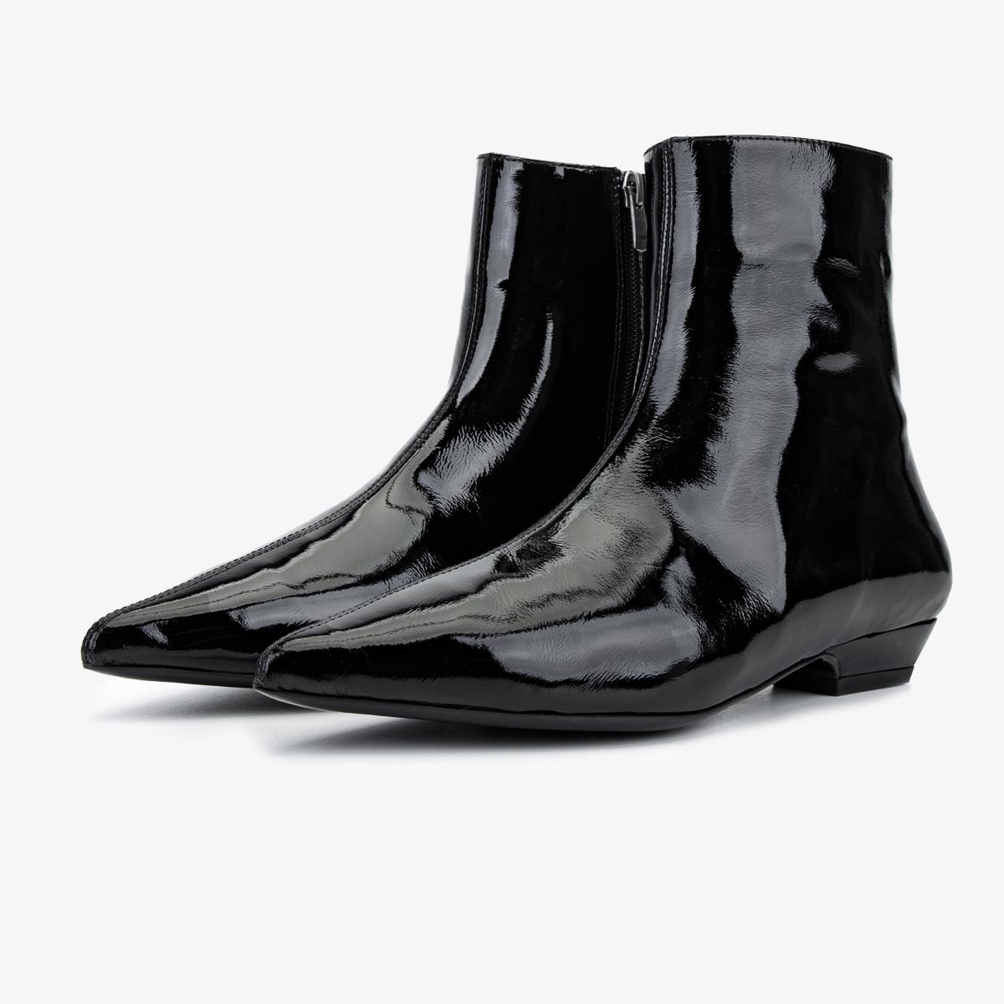 Valmenti Kadın Hakiki Deri Siyah Rugan Topuklu Bot