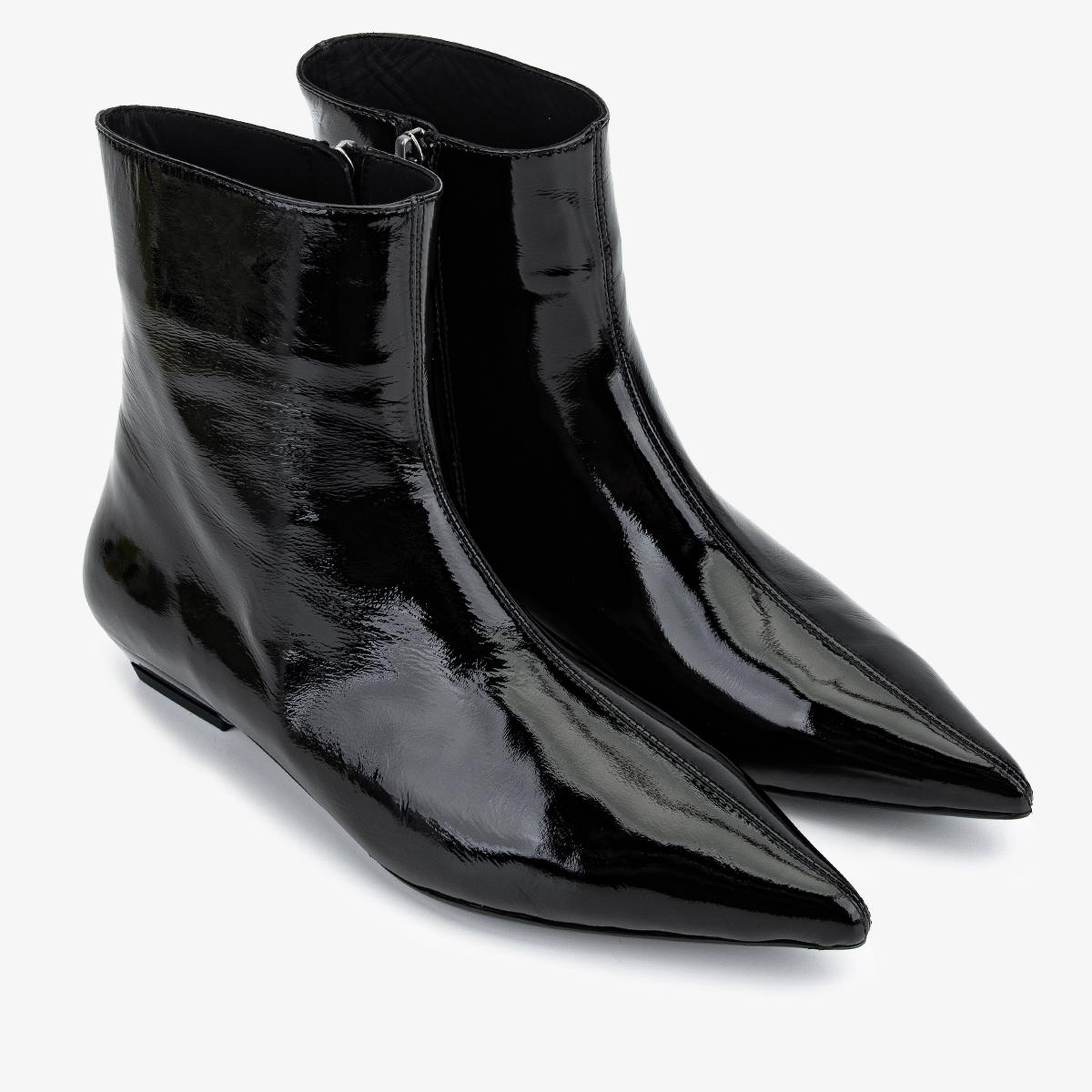 Valmenti Kadın Hakiki Deri Siyah Rugan Topuklu Bot